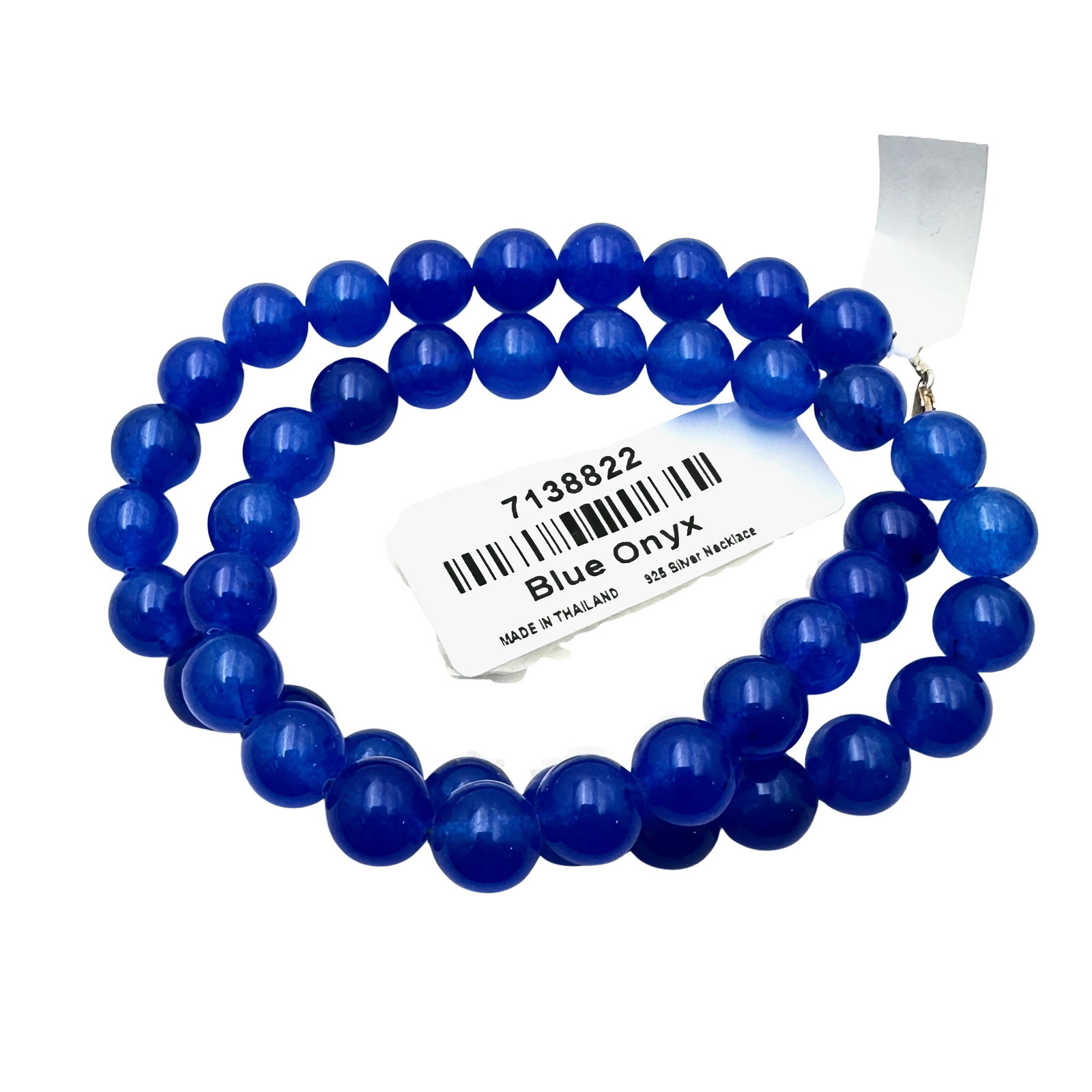 NOS JTV Blue Onyx Bead Sterling Silver Necklace 16 Inch: NOS JTV Blue Onyx Bead Sterling Silver Necklace 16 Inch