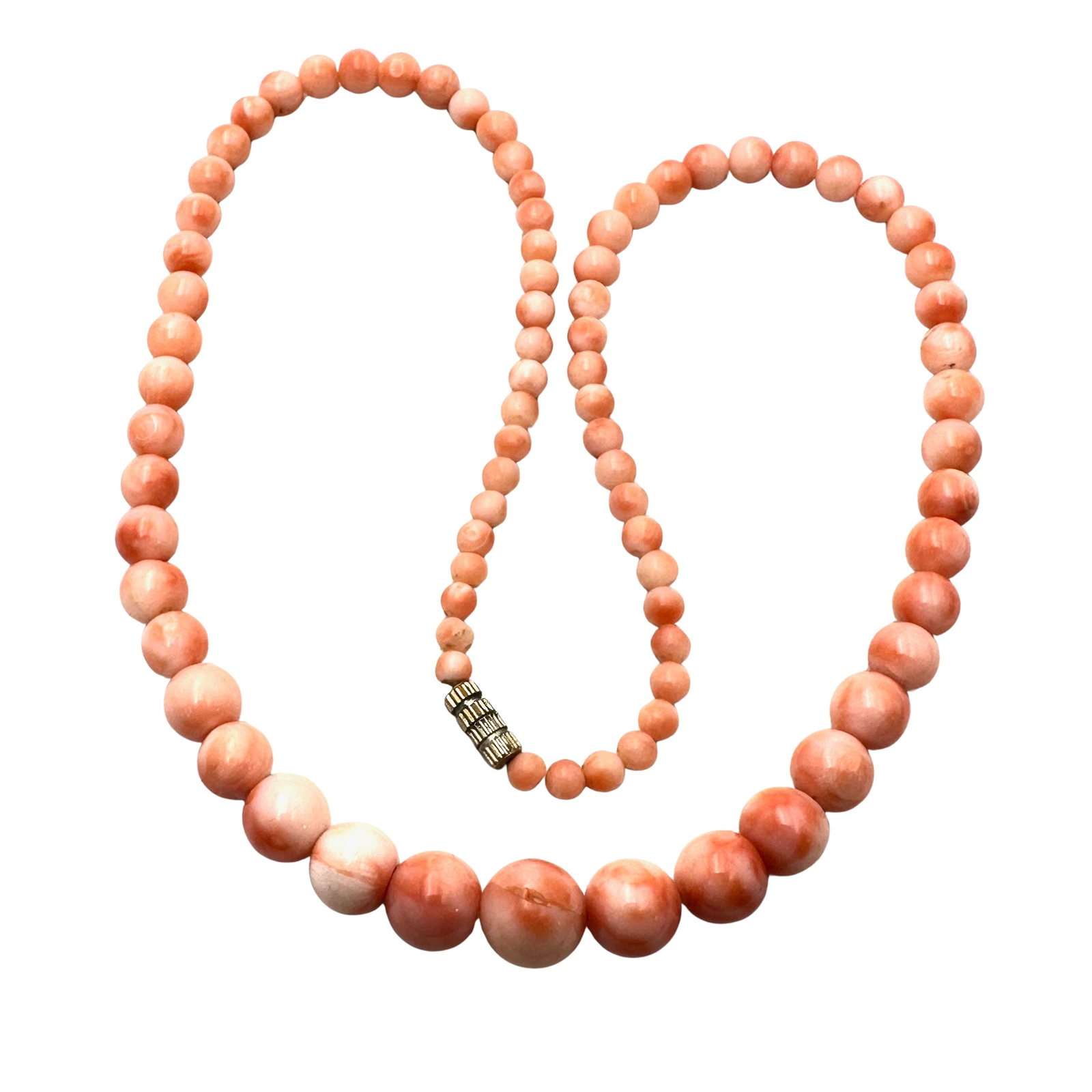 Vintage Angel Skin Coral Bead Necklace 16 Inch Length: Vintage Angel Skin Coral Bead Necklace 16 Inch Length