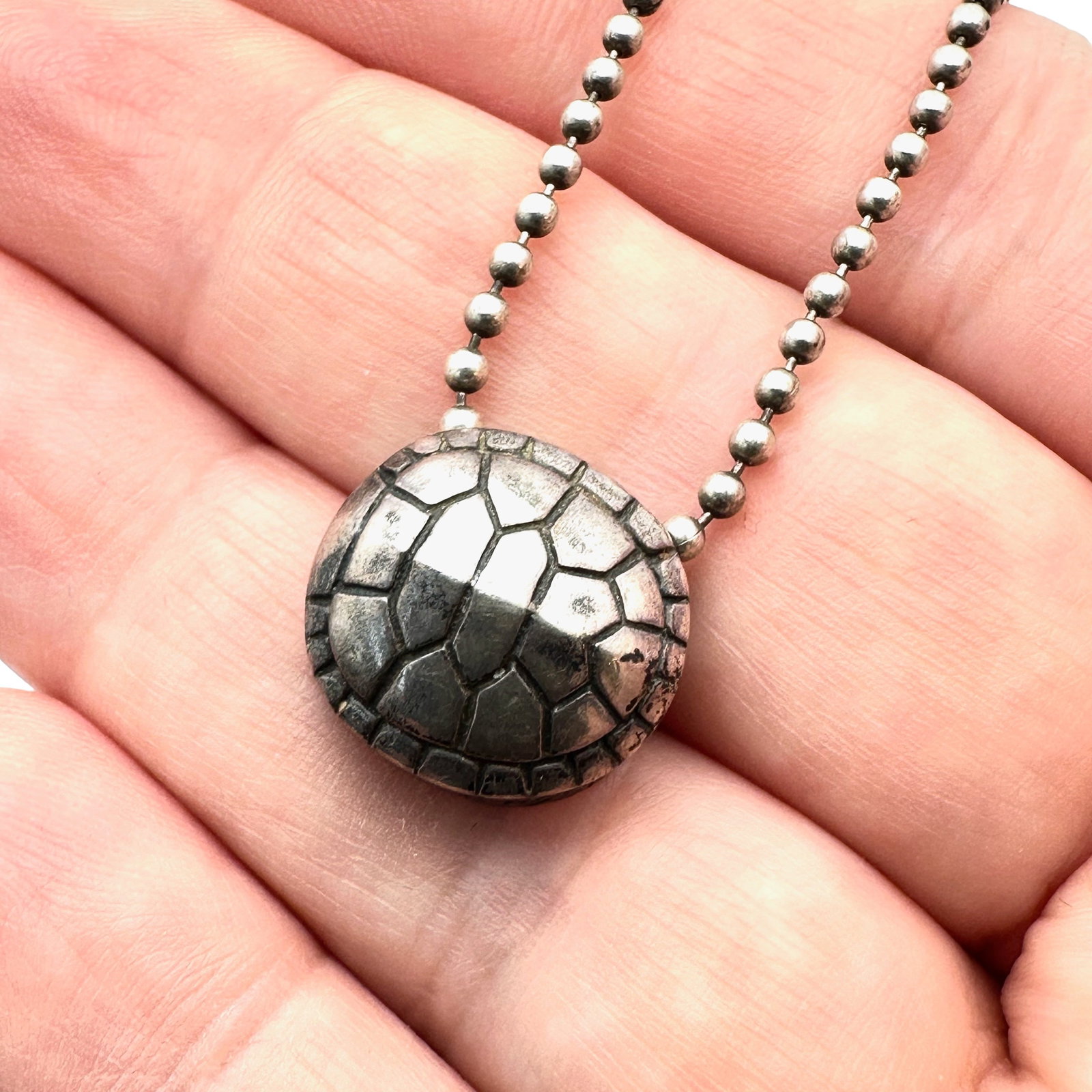 Sterling Silver Turtle Shell Pendant Necklace 17 Inch: Sterling Silver Turtle Shell Pendant Necklace 17 Inch