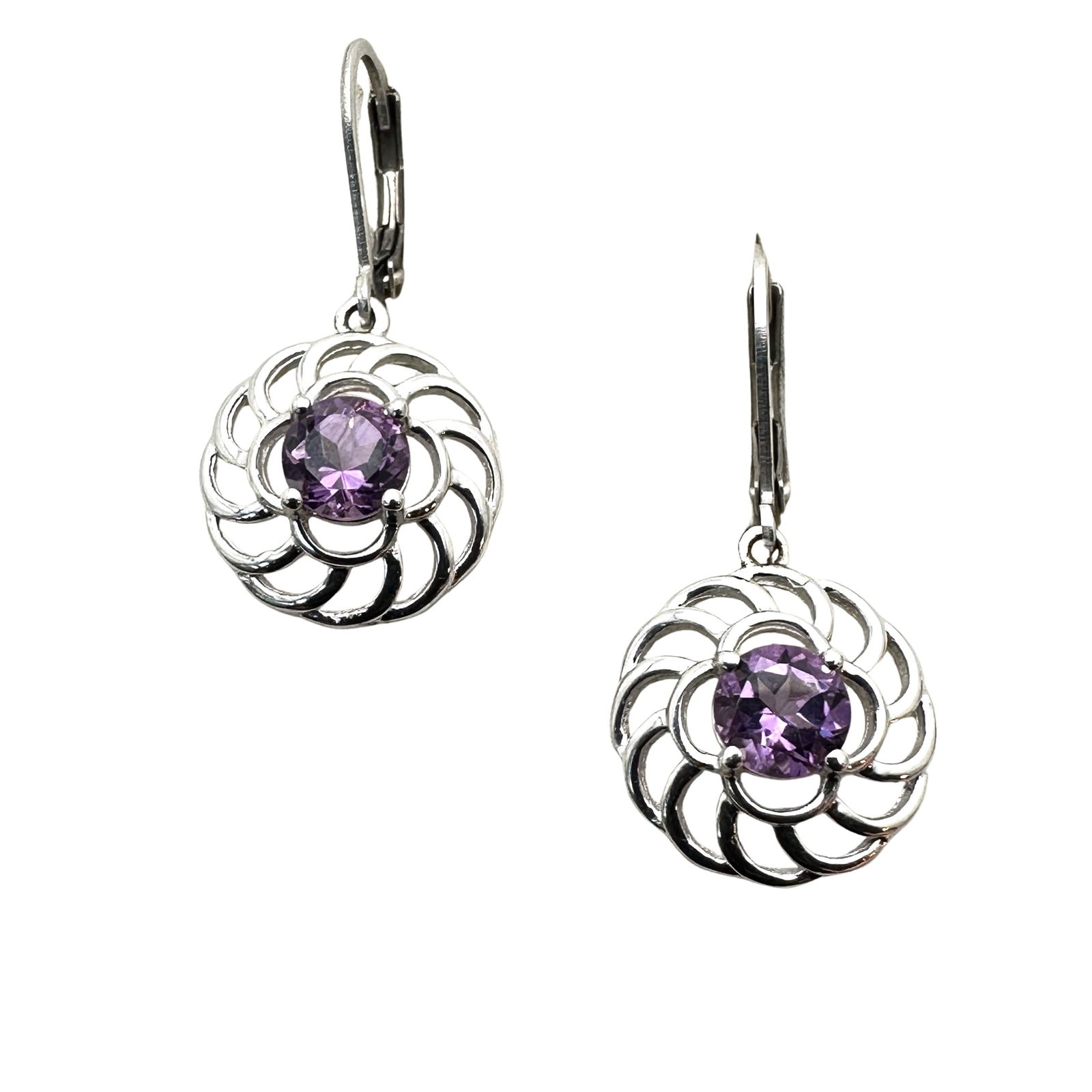 Purple Amethyst Sterling Silver Pierced Chandelier Earrings: Purple Amethyst Sterling Silver Pierced Chandelier Earrings