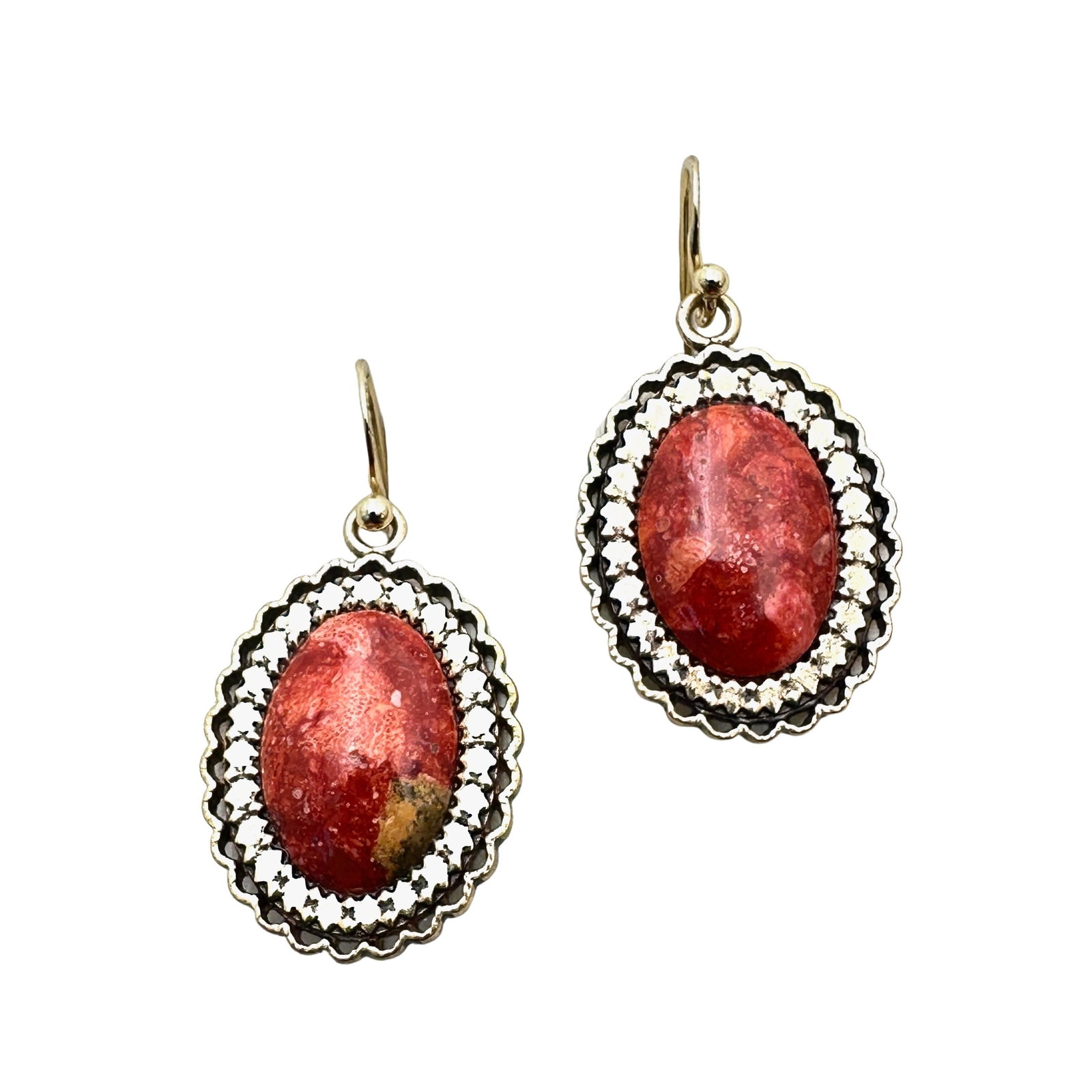 Barse Red Coral Bronze Pierced Chandelier Earrings 1.5 Inch: Barse Red Coral Bronze Pierced Chandelier Earrings 1.5 Inch