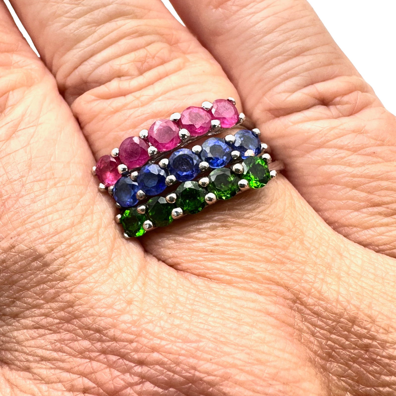 JTV NOS Sapphire Emerald Ruby Stacking Band Rings Size 10 Unworn (1 of 2)