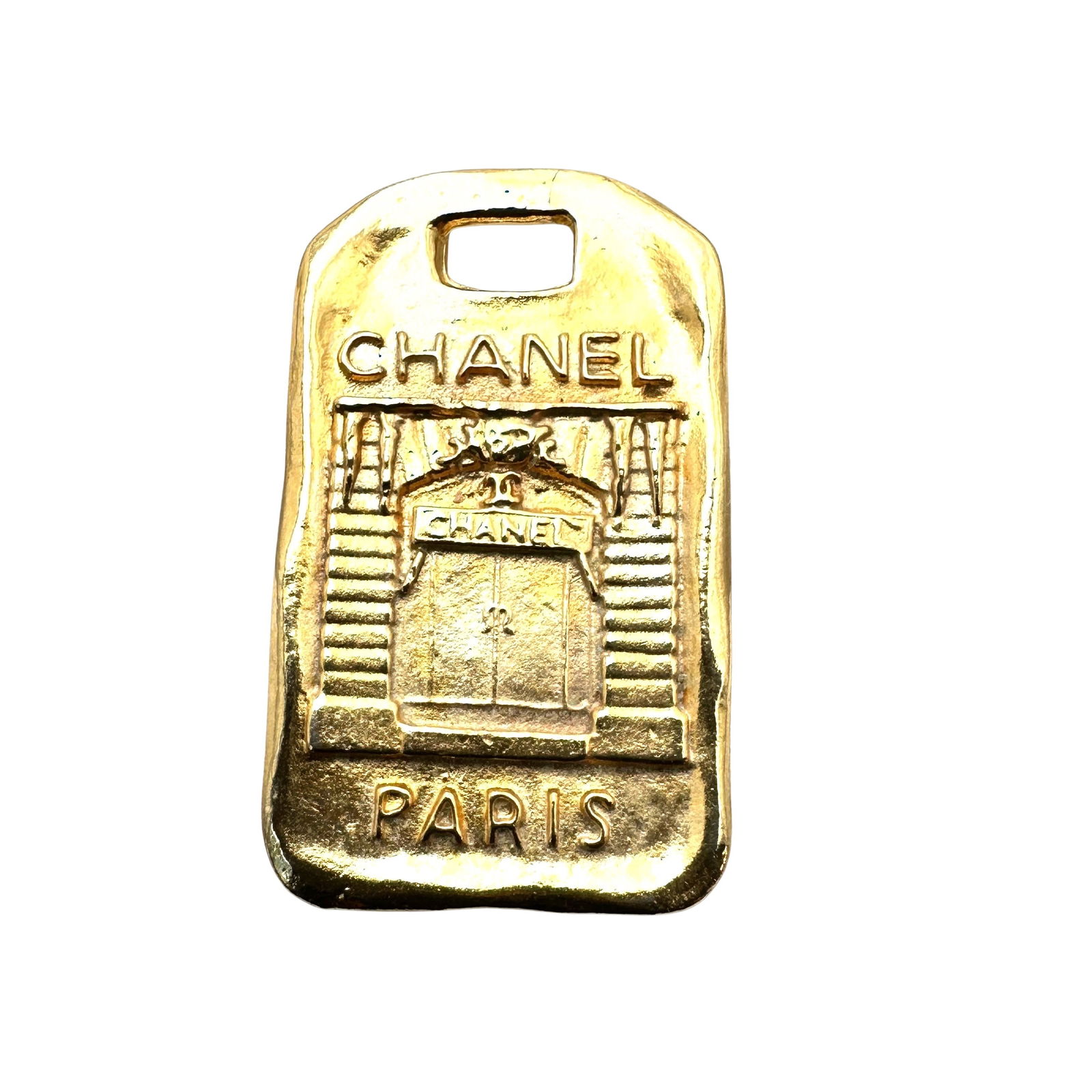 Vintage Matte Gold Tone Chanel Tag: Vintage Matte Gold Tone Chanel Tag