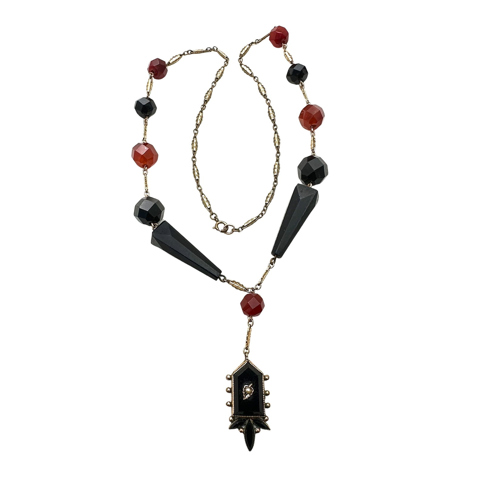 Antique Victorian Gold Filled Necklace Black Onyx Pendant: Antique Victorian Gold Filled Necklace Black Onyx Pendant