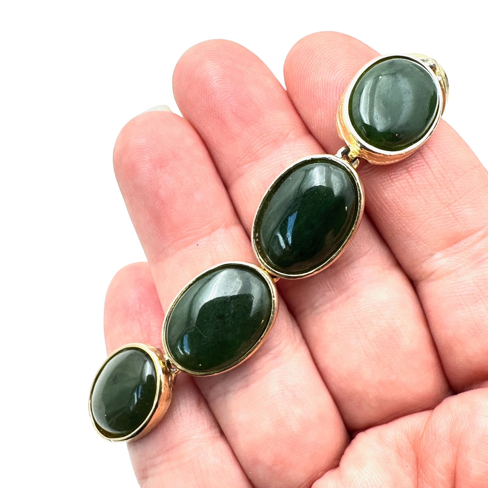 Vintage Gold Tone Jade Bracelet 6.5 Inch Hallmarked (1 of 2)