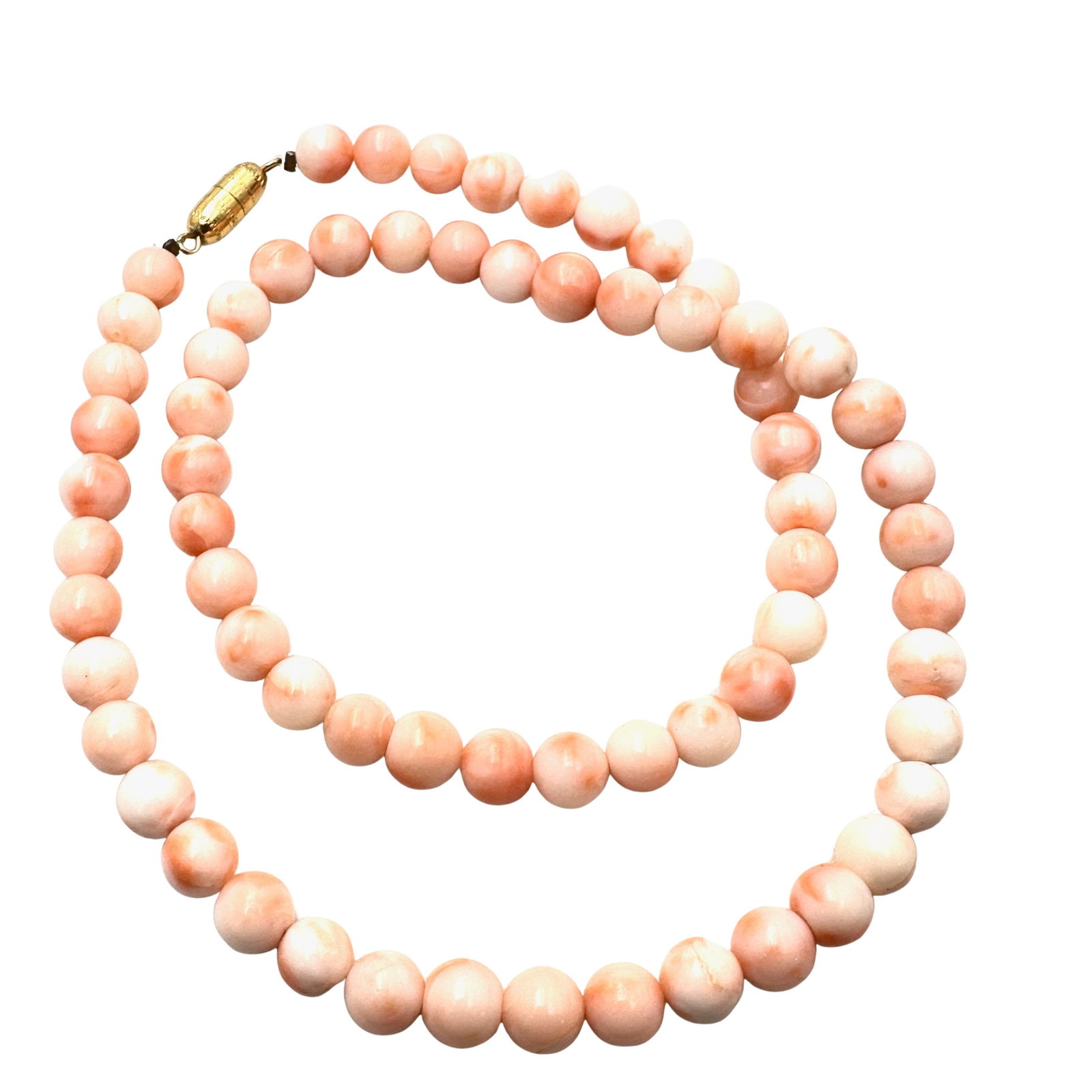 Vintage Angel Skin Coral Bead Necklace 18 Inch Length: Vintage Angel Skin Coral Bead Necklace 18 Inch Length