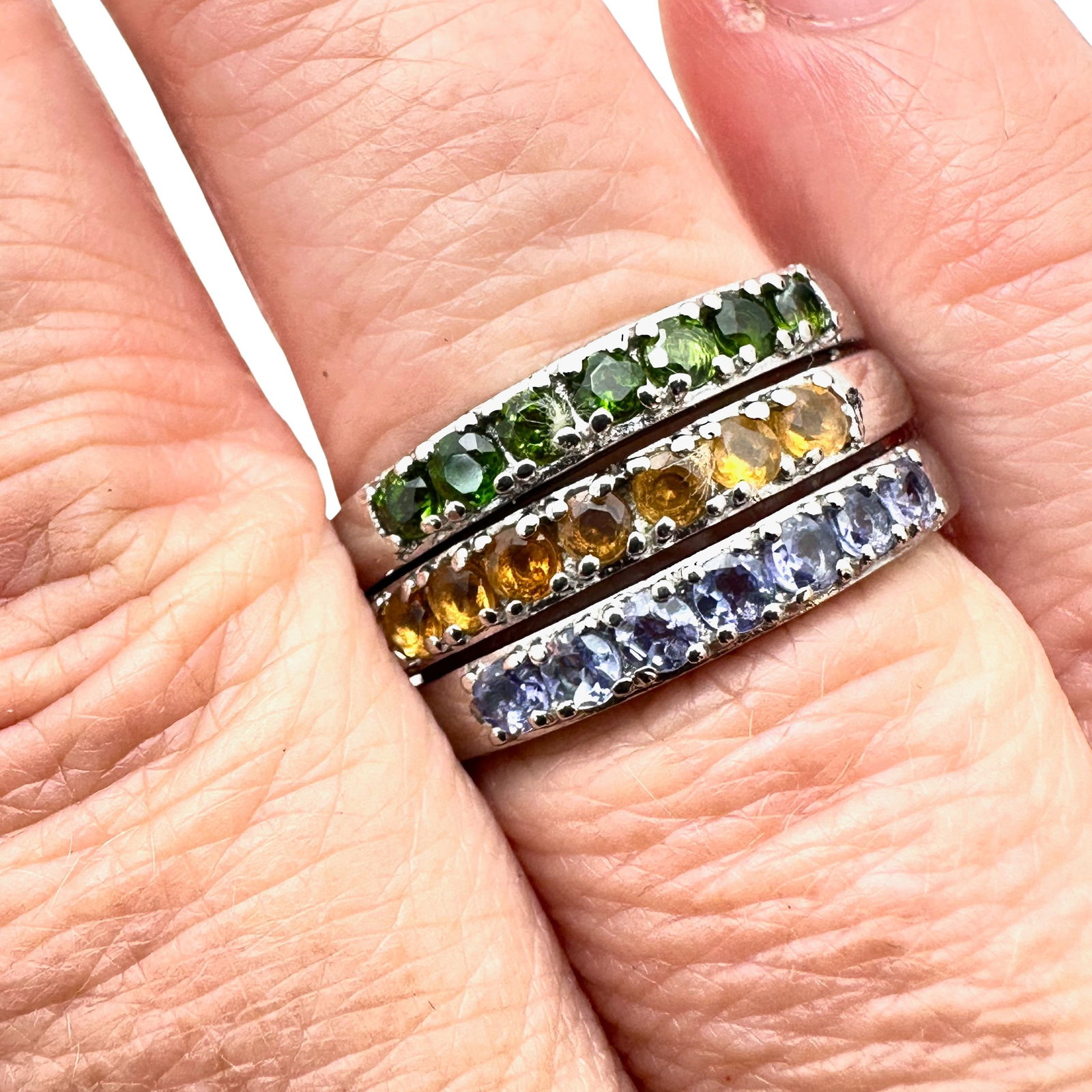 JTV Tanzanite Mixed Gemstone Stainless Steel Ring Set Size 10 Unworn (1 of 2)