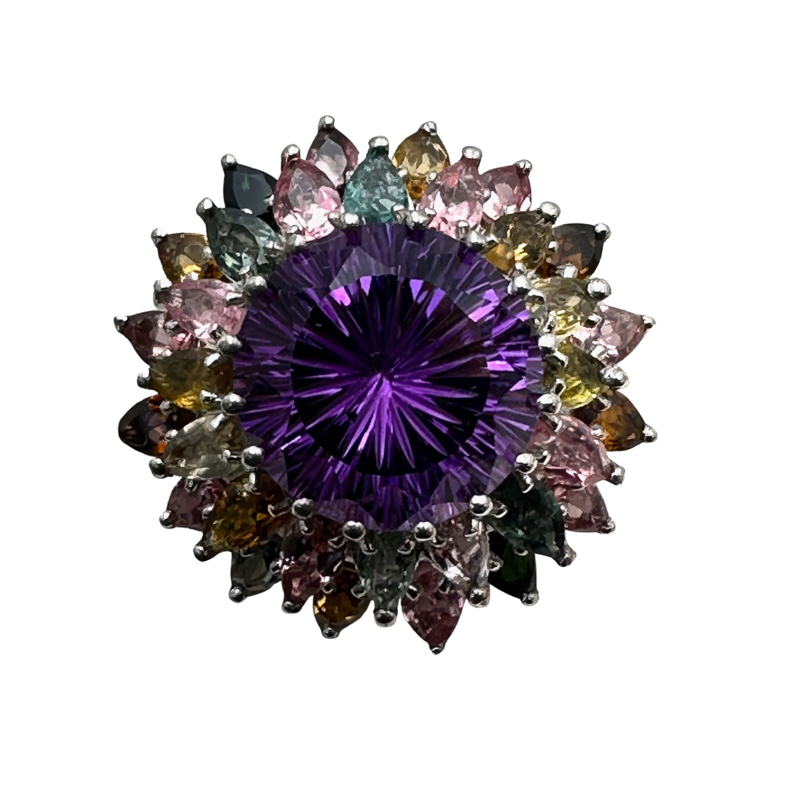 JTV Zambian Amethyst Multi Gemstone Ring Size 10 Sterling Silver (1 of 2)