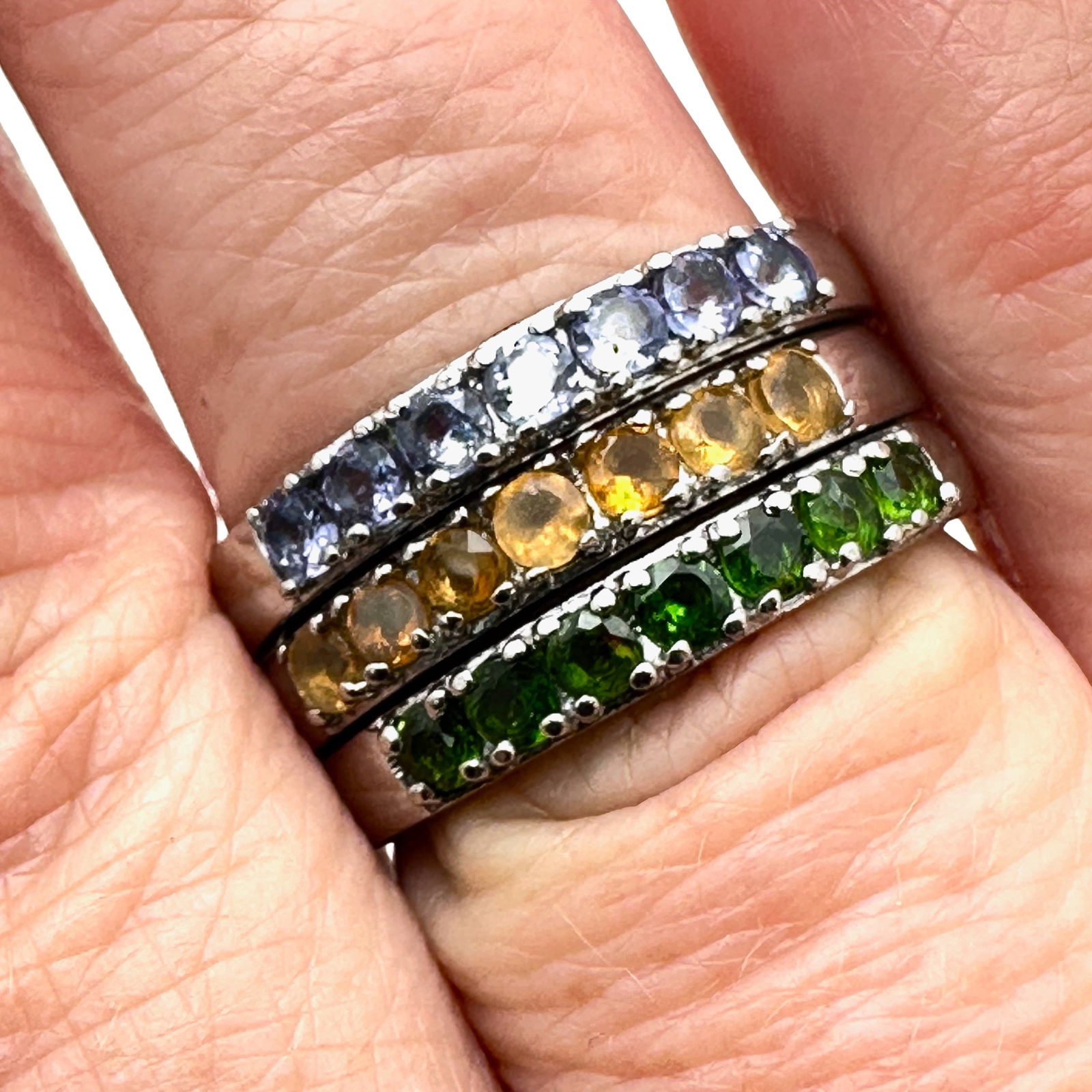 JTV Tanzanite Mixed Gemstone Stainless Steel Ring Set Size 9 Unworn (1 of 2)