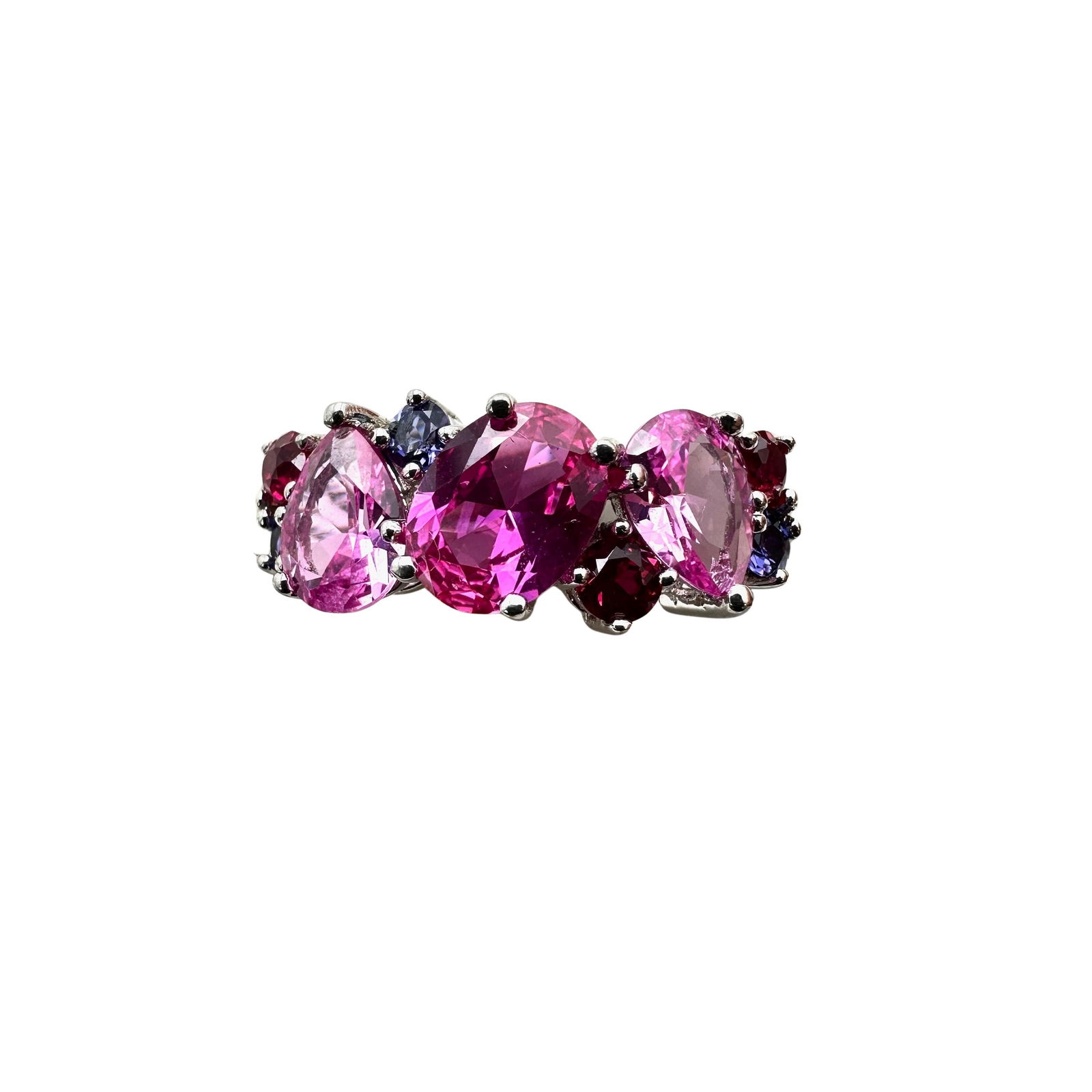 JTV Pink Sapphire Multi Gemstone Ring Sterling Silver Size 10 Unworn Condition (1 of 2)