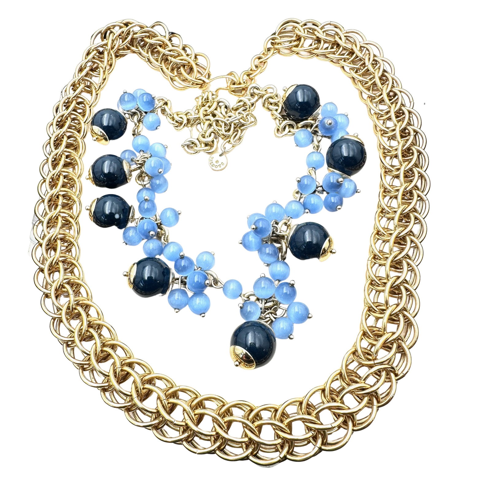 Vintage Jewelry Group J Crew Necklace Light Dark Blue Monet Heavy Link Chain: Vintage Jewelry Group J Crew Necklace Light Dark Blue Monet Heavy Link Chain