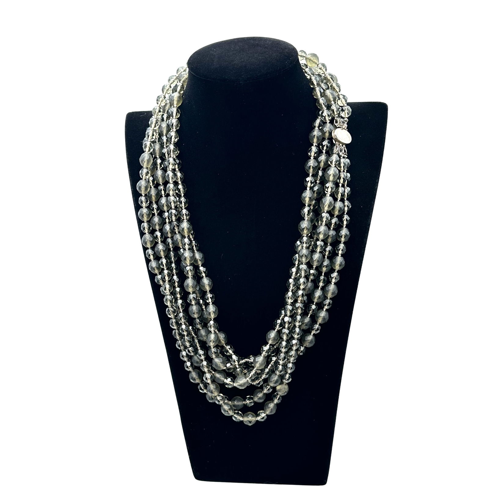 Sterling Silver Gemstone Multi Strand Statement Necklace 48 Inch (1 of 2)