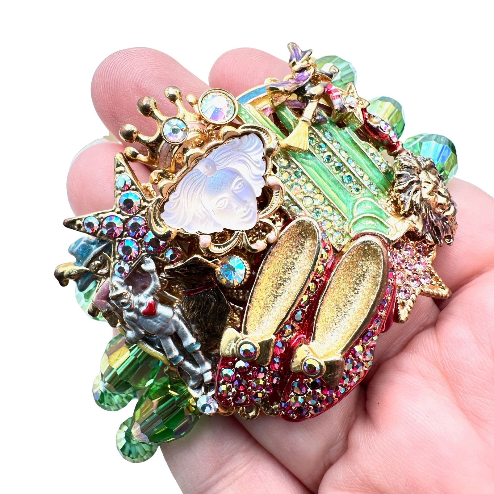 Vintage Kirks Folly Wizard of Oz Green Crystal Bracelet Gold Tone Original Box (1 of 2)