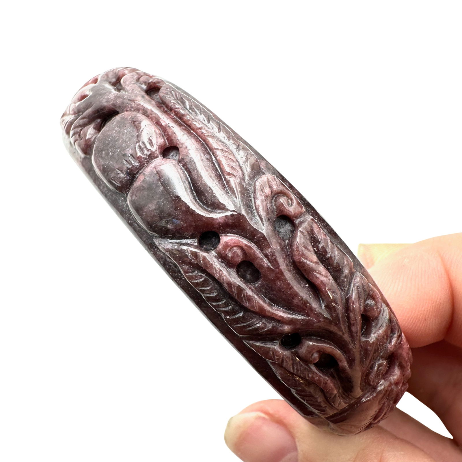 Vintage Carved Chinese Gemstone Bangle Bracelet Heavy (1 of 2)