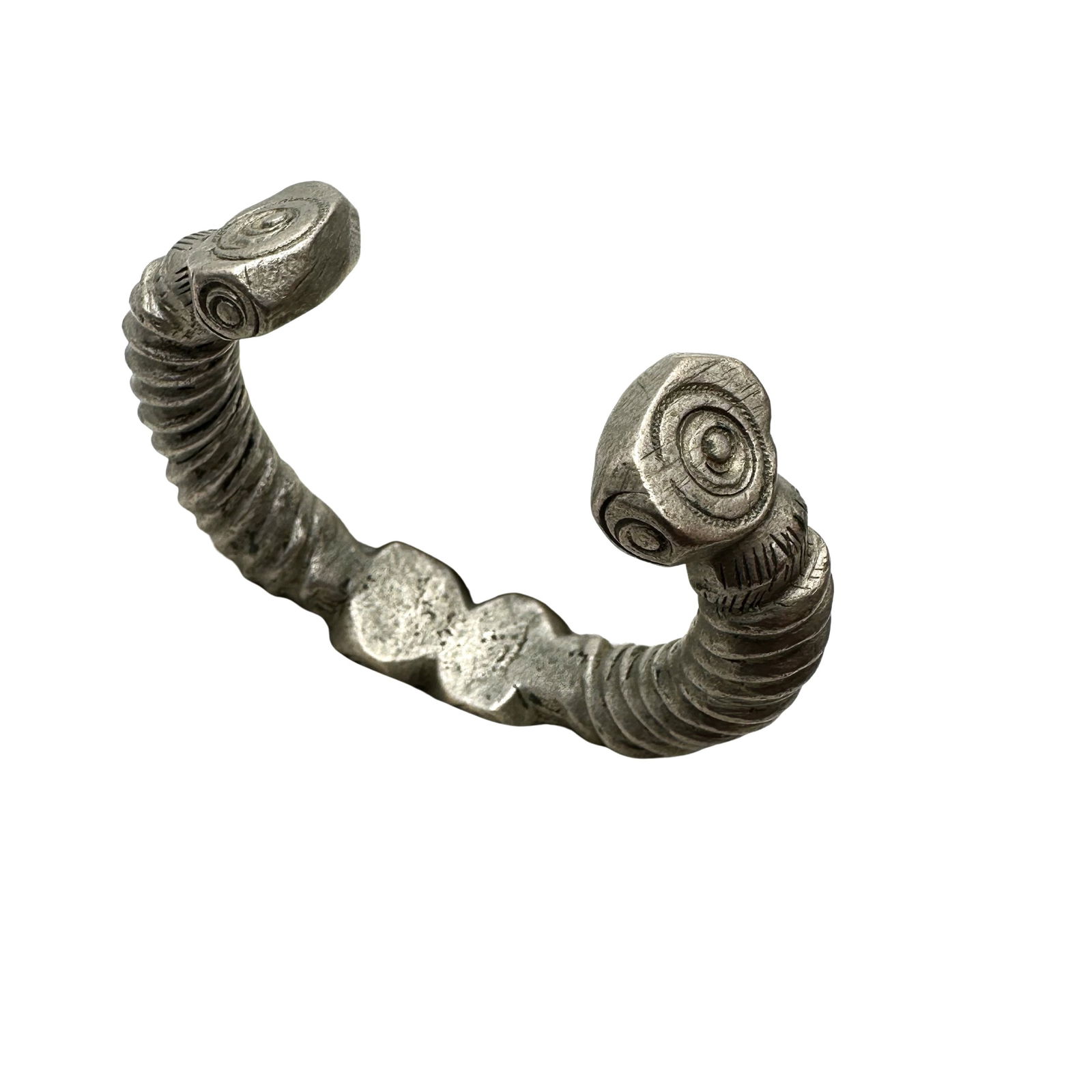 Vintage Unusual Heavy Silver Tone Cuff Bracelet (1 of 2)