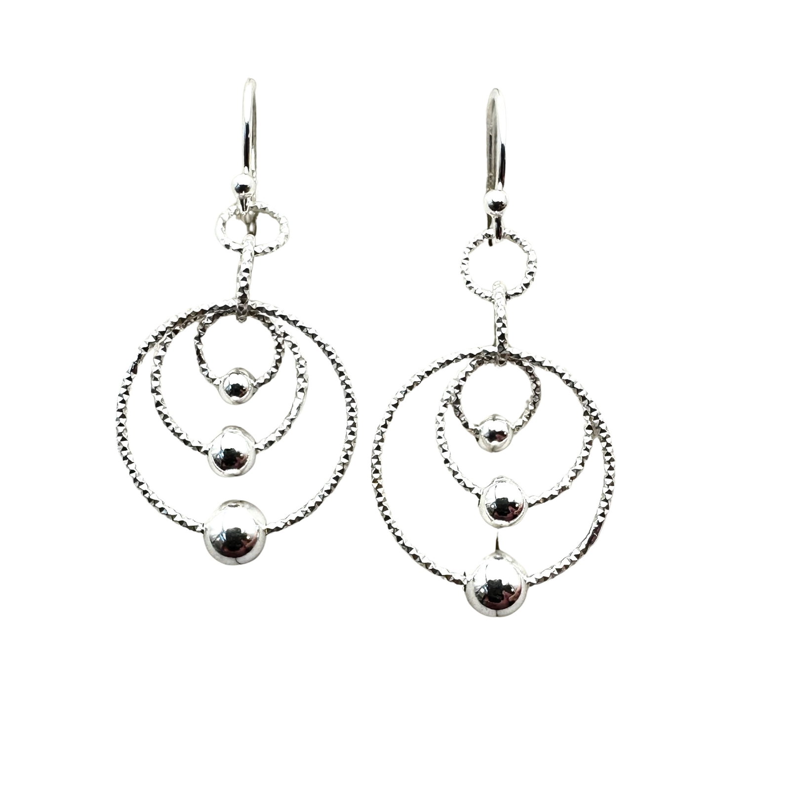 Sterling Silver Chandelier Circles Earrings Pierced 1.25 Inch: Sterling Silver Chandelier Circles Earrings Pierced 1.25 Inch