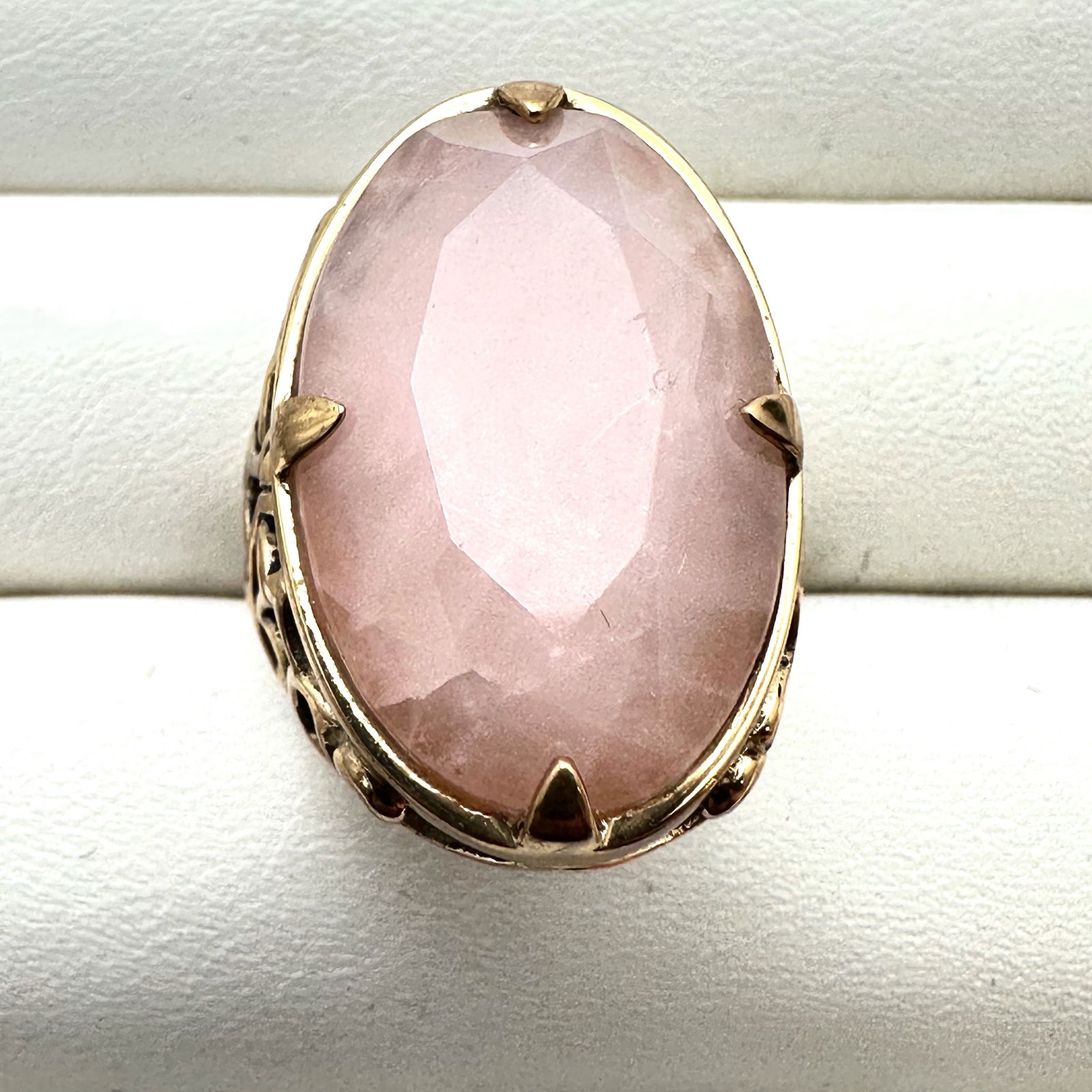 Barse Rose Quartz Bronze Statement Ring Size 6 (1 of 2)