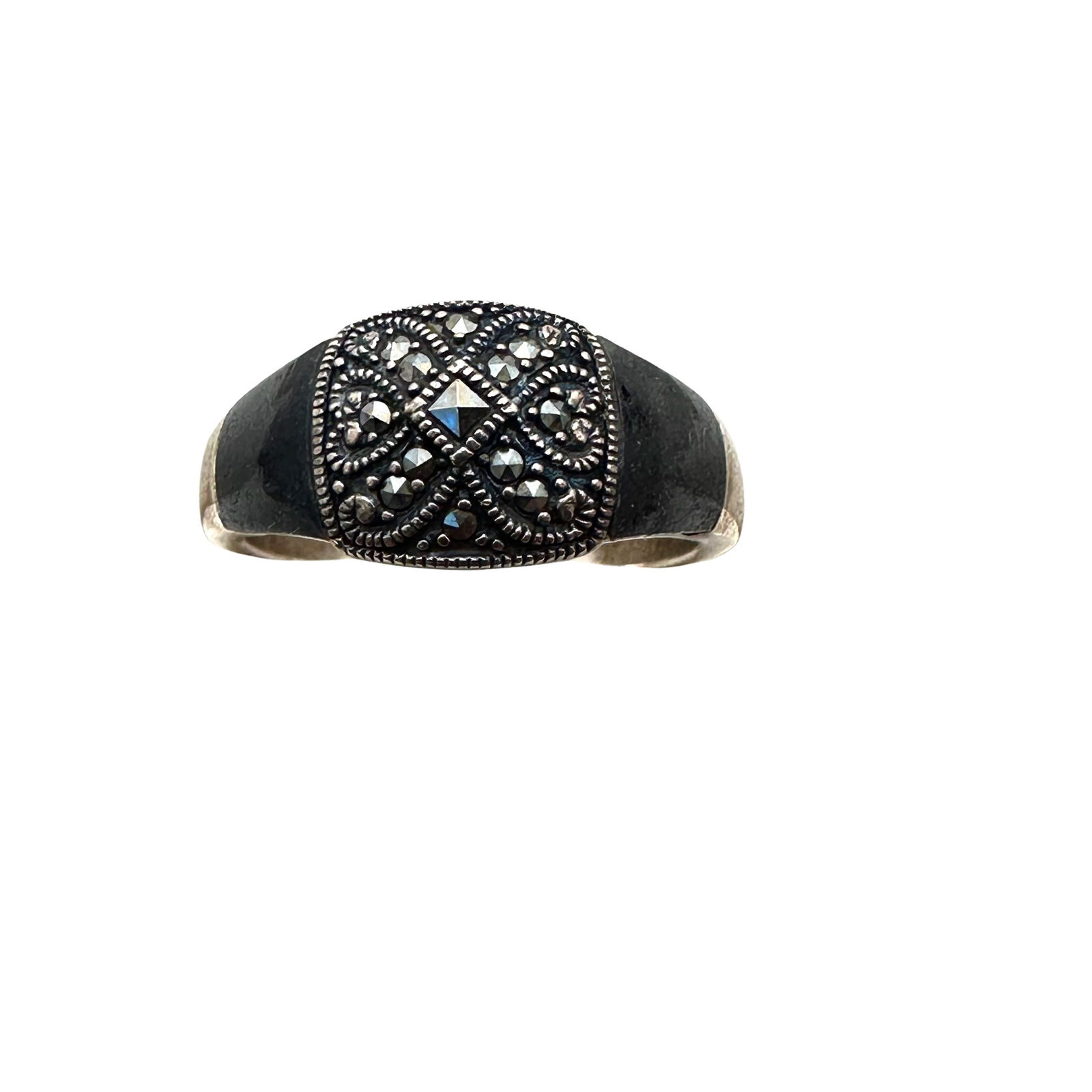 Vintage Marcasite Sterling Silver Ring Size 12 (1 of 2)