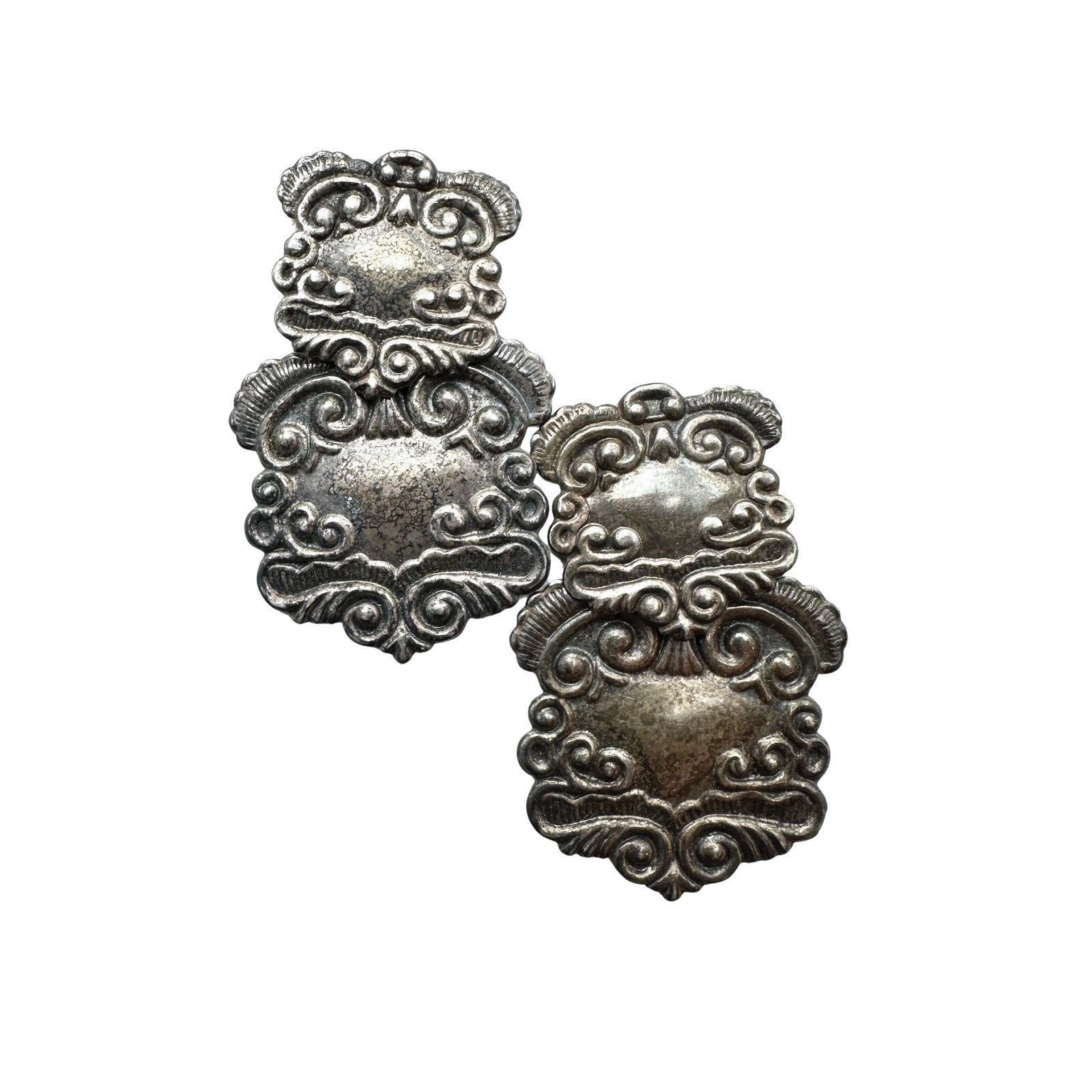 Vintage Sterling Silver Luggage Tag Pierced Earrings: Vintage Sterling Silver Luggage Tag Pierced Earrings
