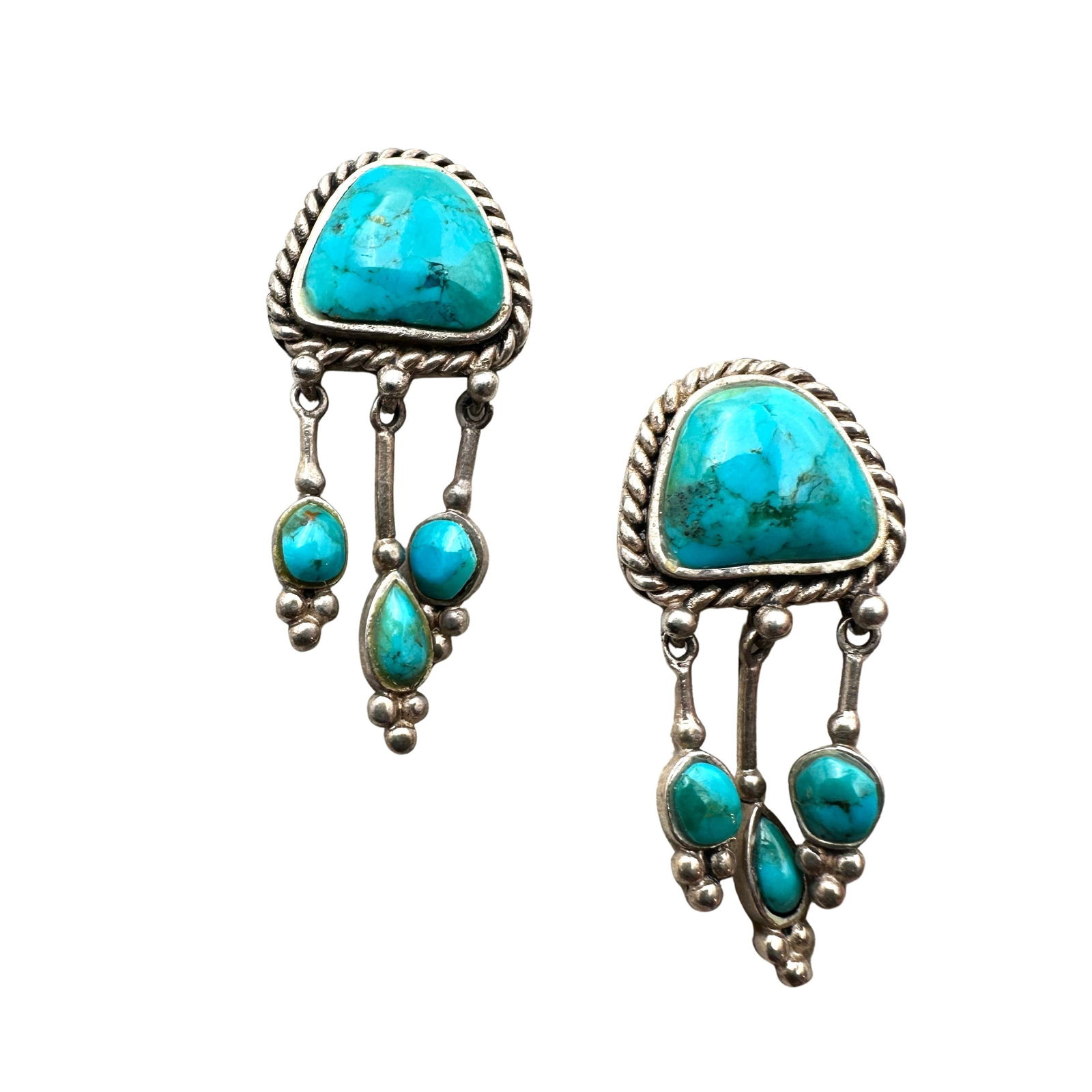 Blue Turquoise Sterling Silver Pierced Chandelier Earrings (1 of 2)