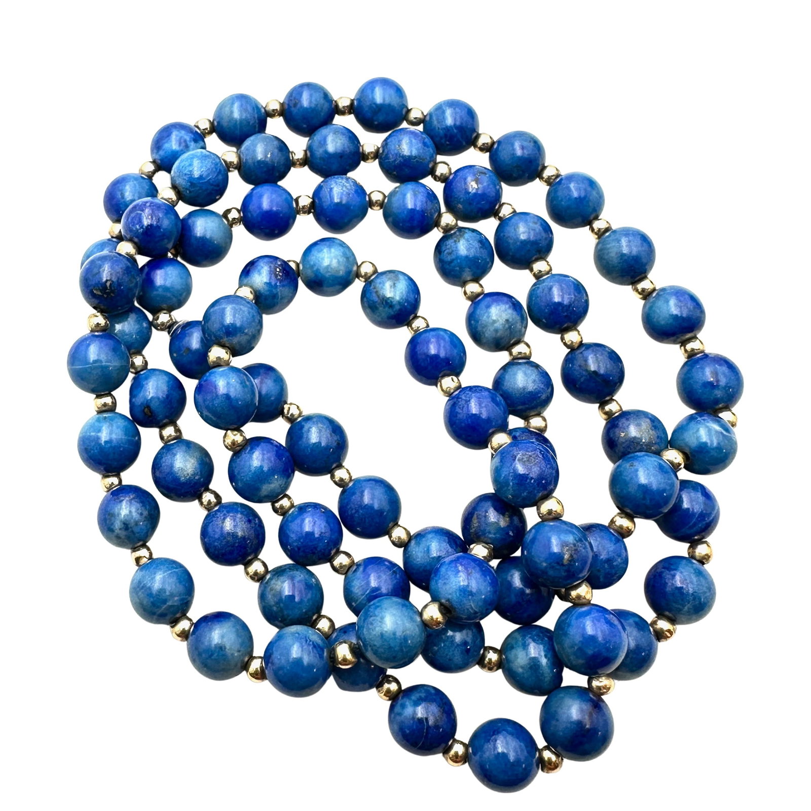 Vintage Lapis Lazuli Bead Necklace 28 Inch Length: Vintage Lapis Lazuli Bead Necklace 28 Inch Length
