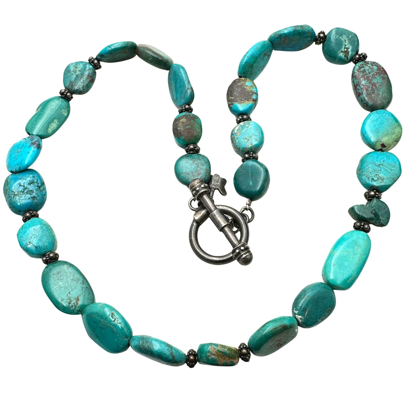 Vintage Sterling Silver Turquoise Necklace 18 Inch Length: Vintage Sterling Silver Turquoise Necklace 18 Inch Length