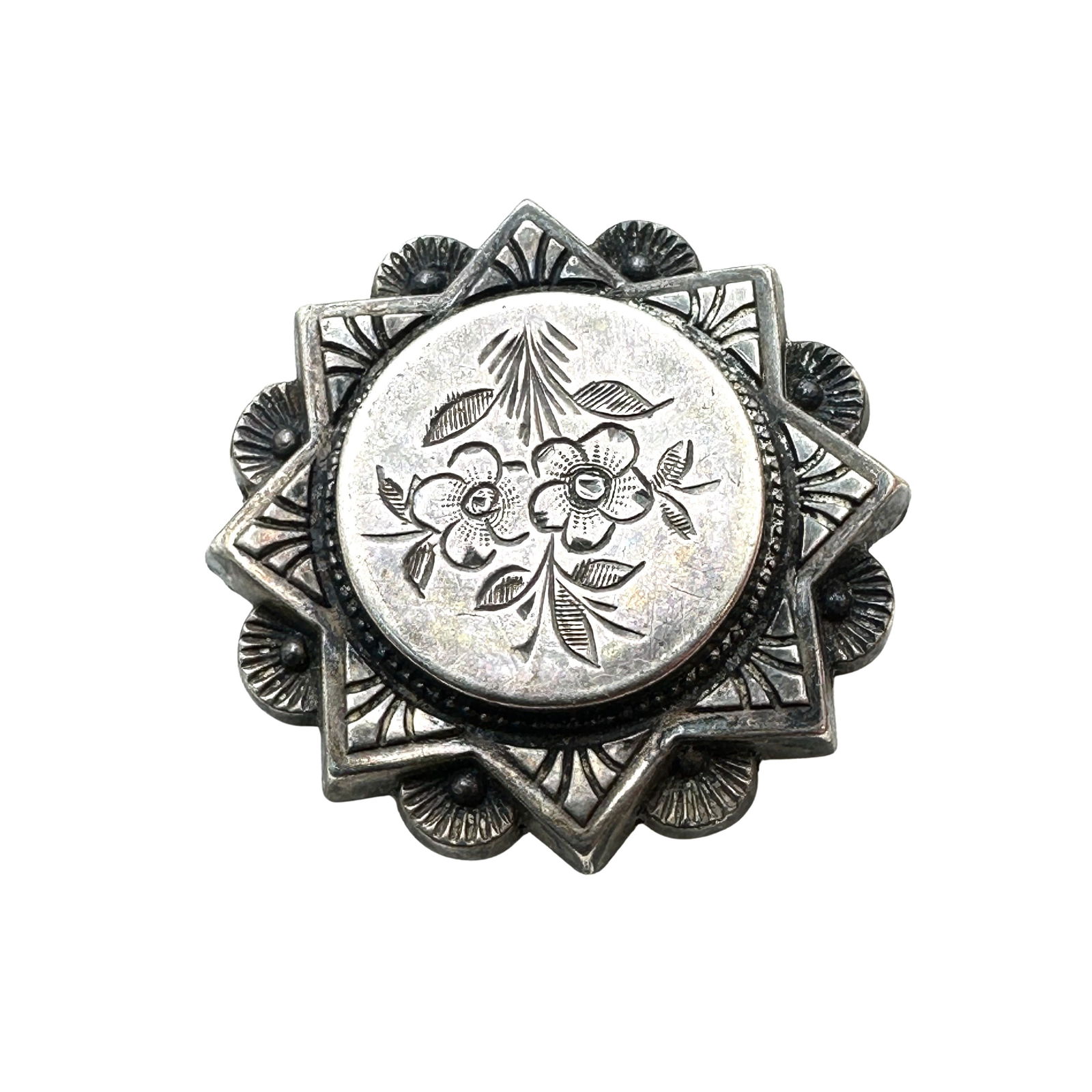 Antique Victorian Sterling Silver Brooch European Hallmarks C Clasp (1 of 2)
