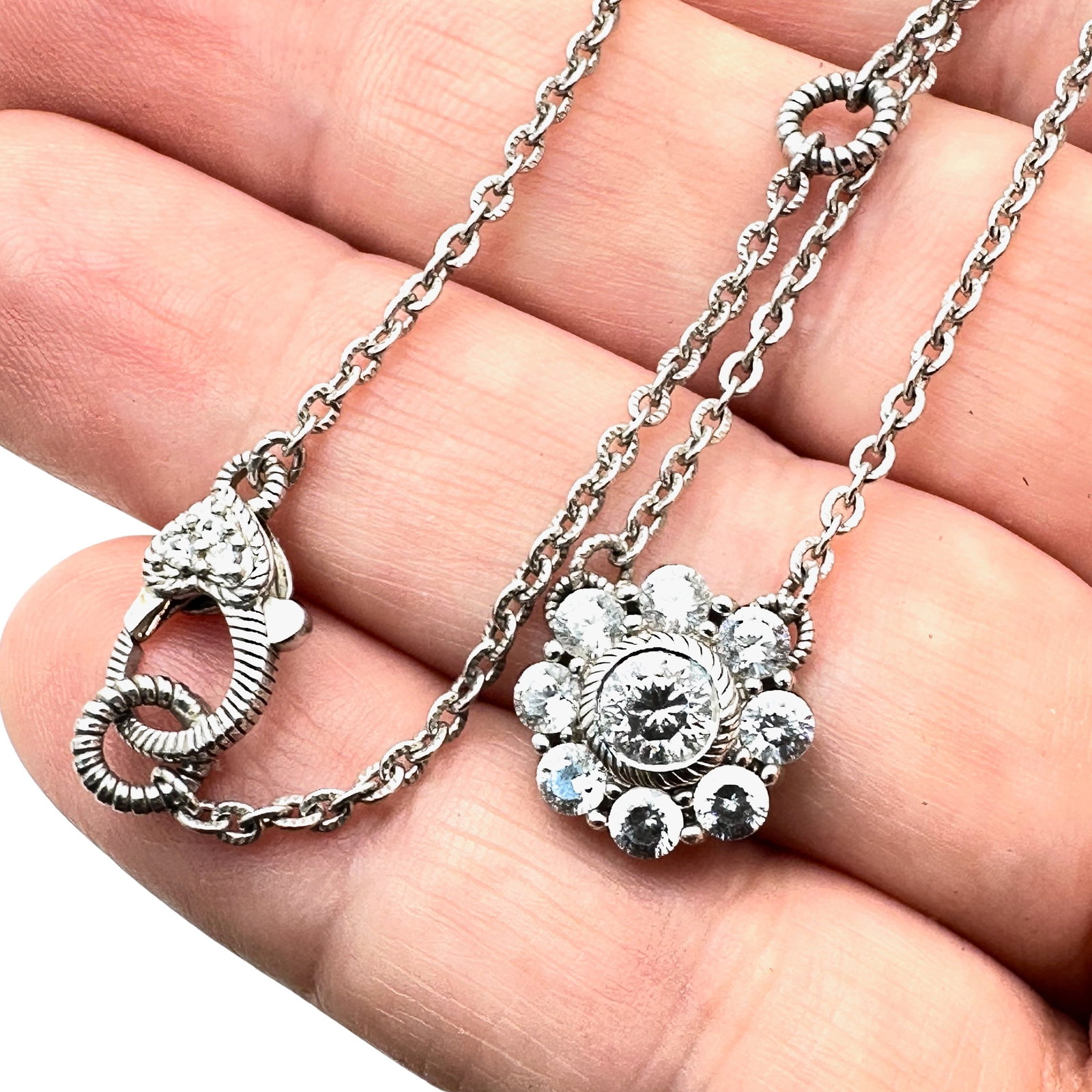 Judith Ripka Cubic Zirconia Sterling Silver Pendant Necklace 20 Inch: Judith Ripka Cubic Zirconia Sterling Silver Pendant Necklace 20 Inch