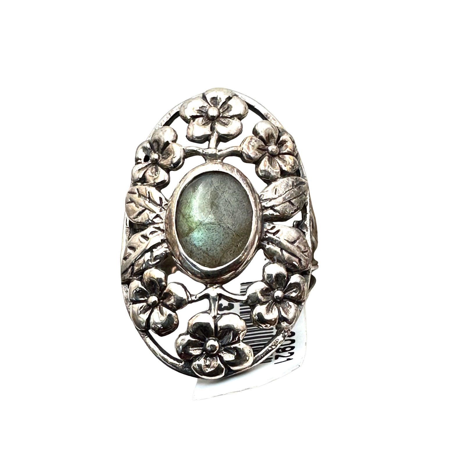 Sterling Silver Labradorite Ring Size 9 Floral Filigree Design: Sterling Silver Labradorite Ring Size 9 Floral Filigree Design