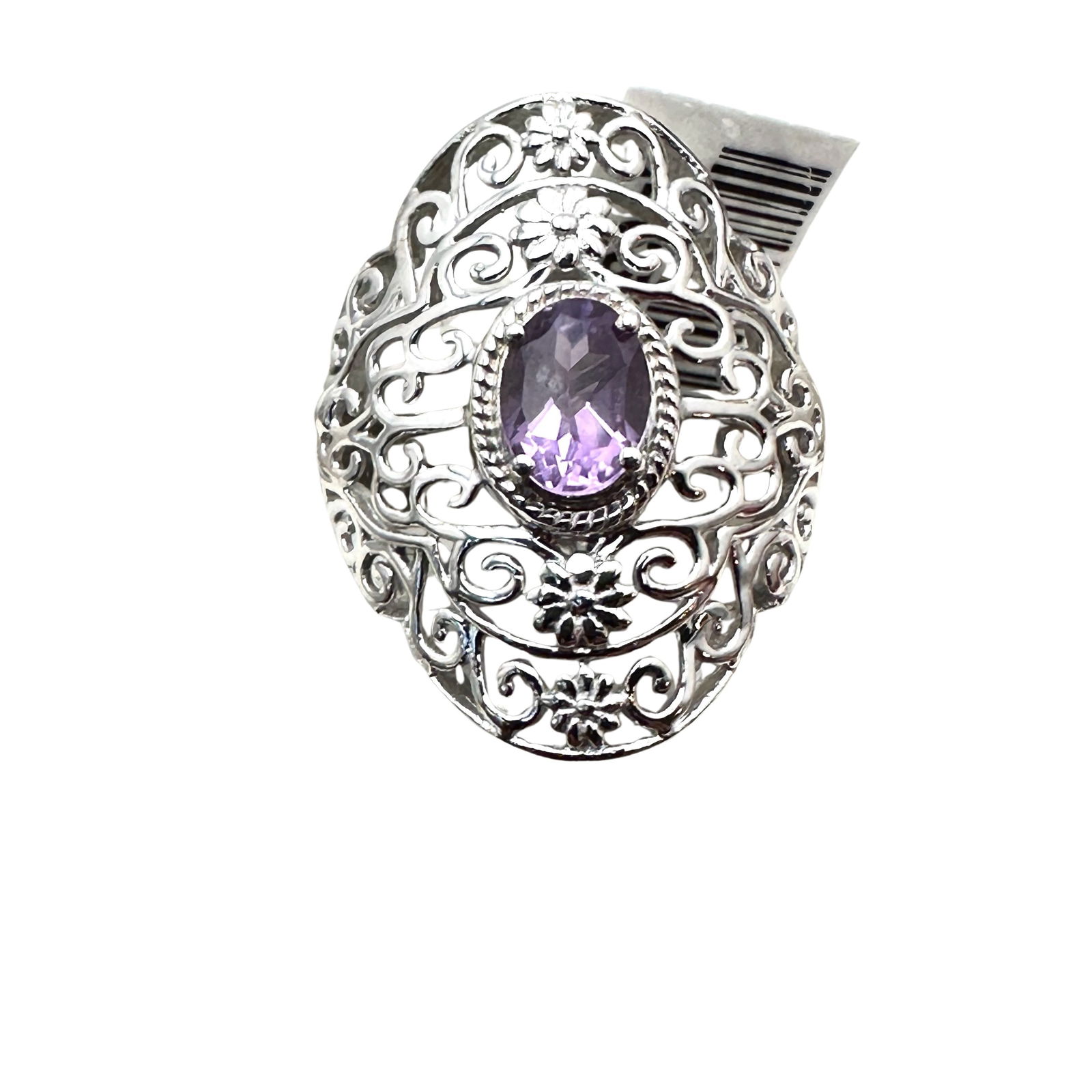 Purple Amethyst Sterling Silver Statement Ring Size 9 (1 of 2)