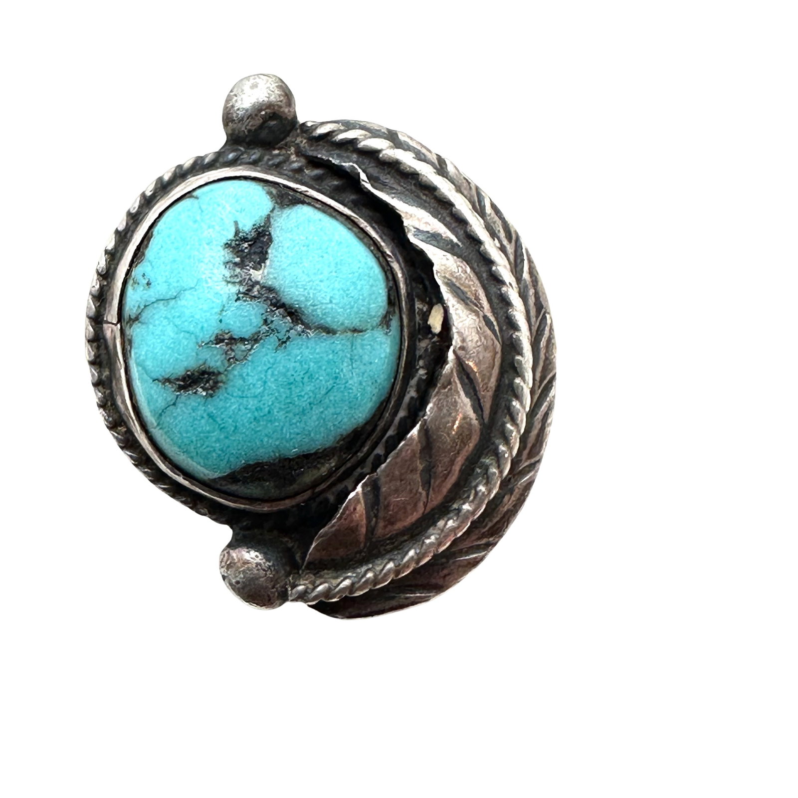 Vintage Native American Turquoise Sterling Silver Ring Size 6.5 No Hallmark Visable: Vintage Native American Turquoise Sterling Silver Ring Size 6.5 No Hallmark Visable