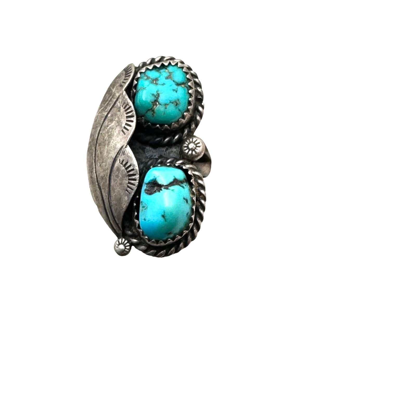 Vintage Native American Turquoise Sterling Silver Ring Size 7.5 No Hallmark Visable (1 of 2)