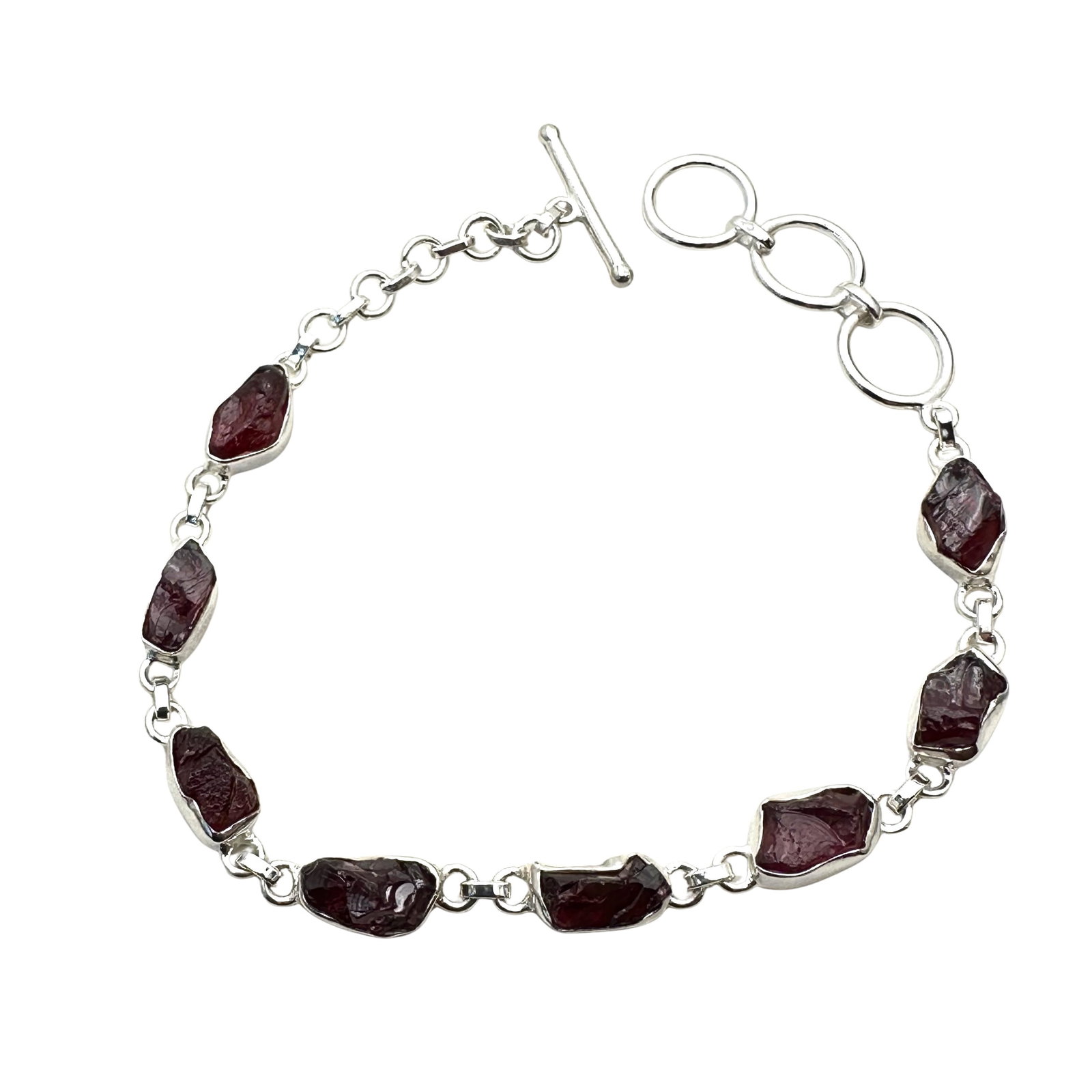 Mozambique Garnet Sterling Silver Bracelet Fits Up to 8 Inches: Mozambique Garnet Sterling Silver Bracelet Fits Up to 8 Inches