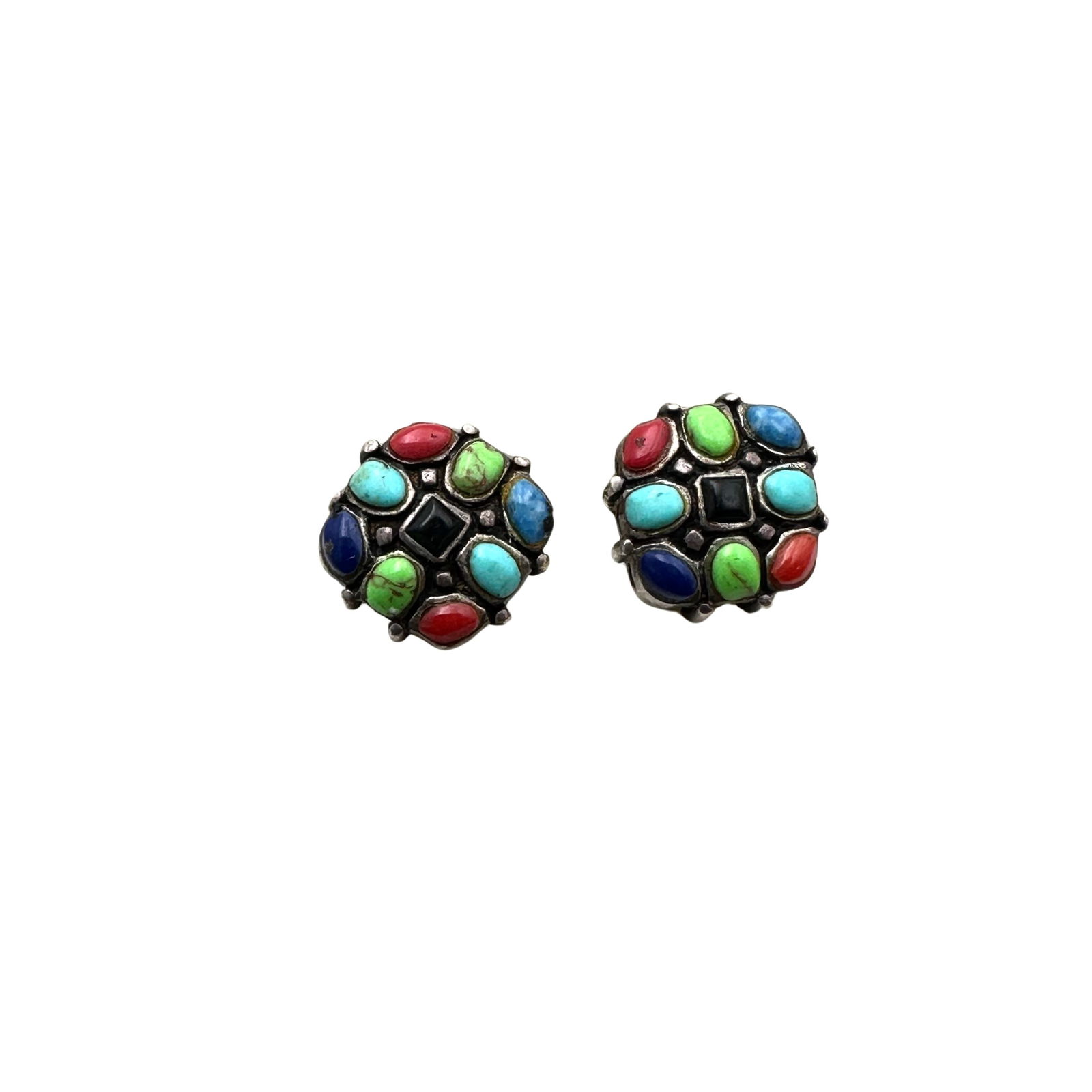 Sterling Silver Multi Gemstone Pierced Stud Earrings (1 of 2)