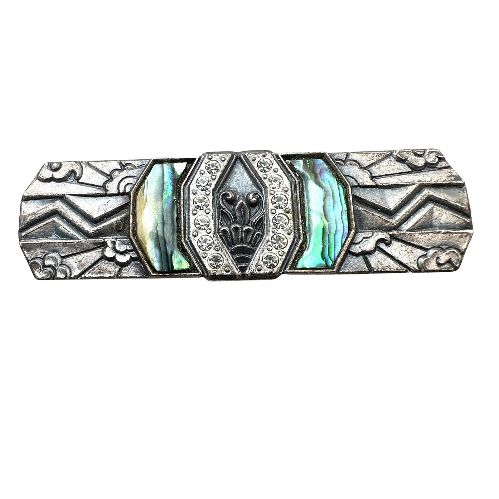 Vintage Sterling silver Abalone Crystal Brooch Pin: Vintage Sterling silver Abalone Crystal Brooch Pin