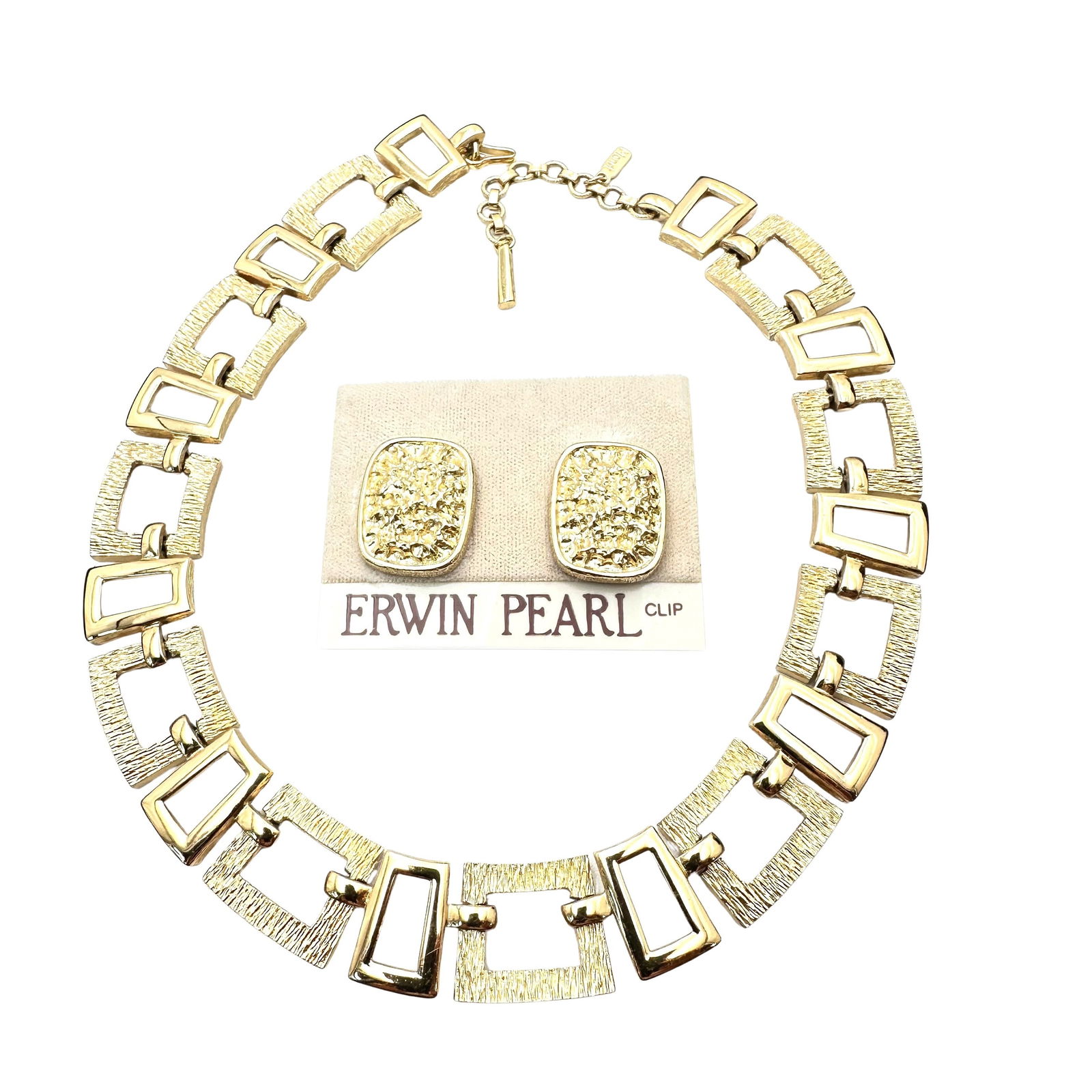 Vintage Jewelry Group Monet Necklace Erwin Pearl Earrings On Original Card: Vintage Jewelry Group Monet Necklace Erwin Pearl Earrings On Original Card