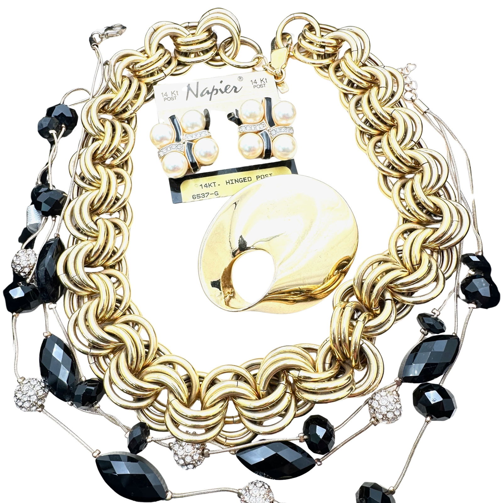 Vintage Jewelry Group Napier Monet Anne Klein Necklaces Brooch Earrings (1 of 2)