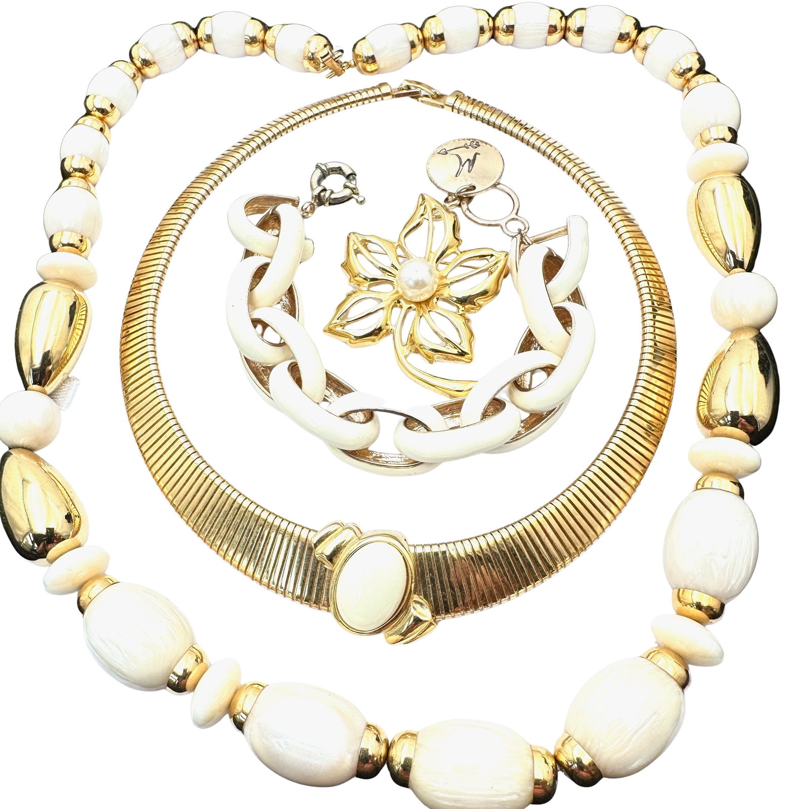 Vintage Jewelry Group Napier Monet Necklaces Bracelet Enamel Link Brooch Flower: Vintage Jewelry Group Napier Monet Necklaces Bracelet Enamel Link Brooch Flower