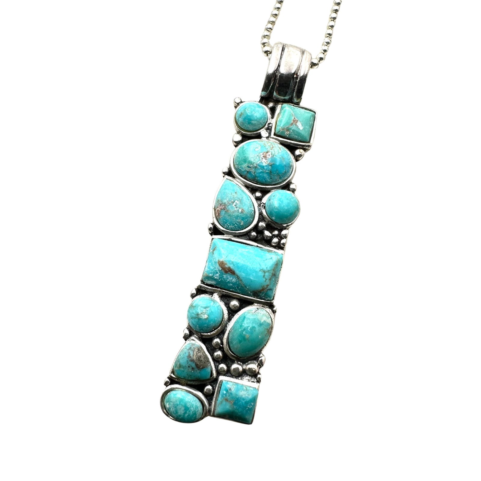 Turquoise Pendant Sterling Silver Necklace 24 Inch Chain 12 Grams (1 of 2)