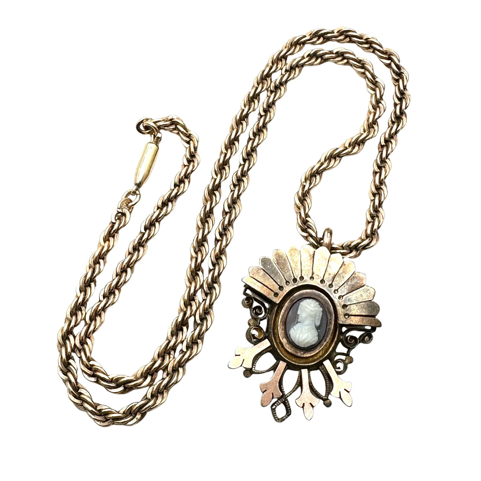 Antique Victorian Gold Filled Pendant Necklace 17 Inch Chain 25 Grams (1 of 2)