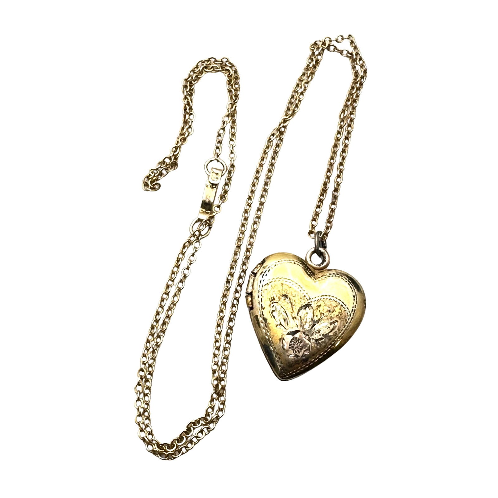 Vintage Gold Filled Heart Picture Locket Pendant Necklace 18 Inch Chain: Vintage Gold Filled Heart Picture Locket Pendant Necklace 18 Inch Chain