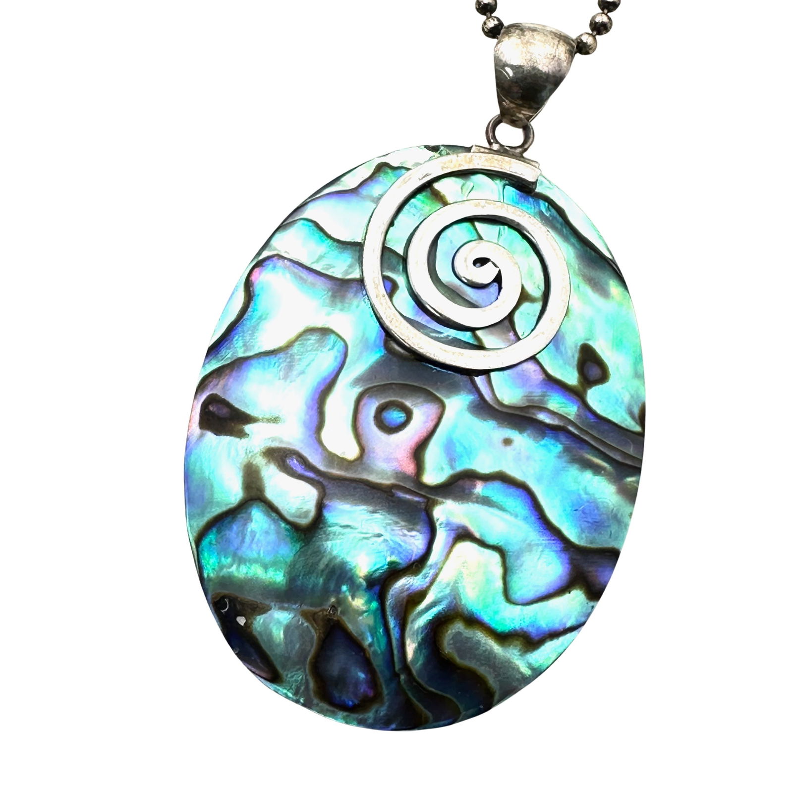 Sterling Silver Abalone Pearl Pendant Necklace 22 Inch Chain 13 Grams: Sterling Silver Abalone Pearl Pendant Necklace 22 Inch Chain 13 Grams
