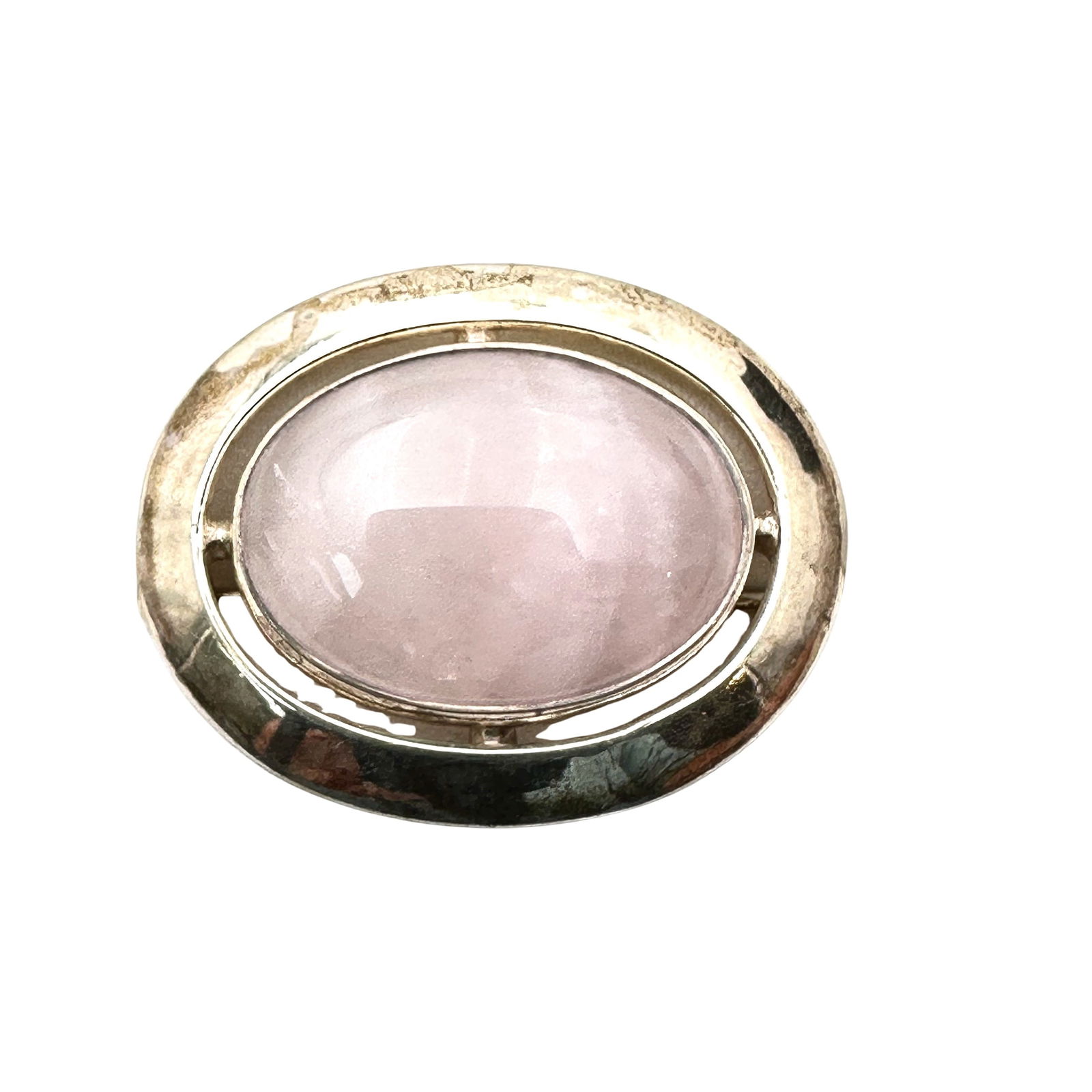 Vintage Rose Quartz Gemstone Sterling Silver Brooch Pin 11 Grams: Vintage Rose Quartz Gemstone Sterling Silver Brooch Pin 11 Grams