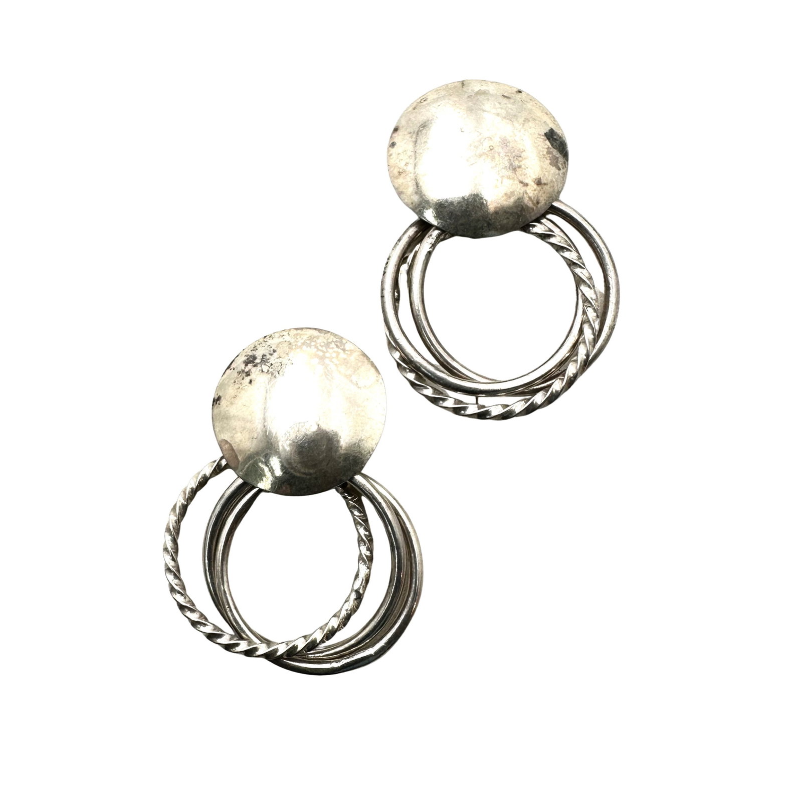 Vintage Mexico Sterling Silver Chandelier Pierced Earrings 1.5 Inch: Vintage Mexico Sterling Silver Chandelier Pierced Earrings 1.5 Inch