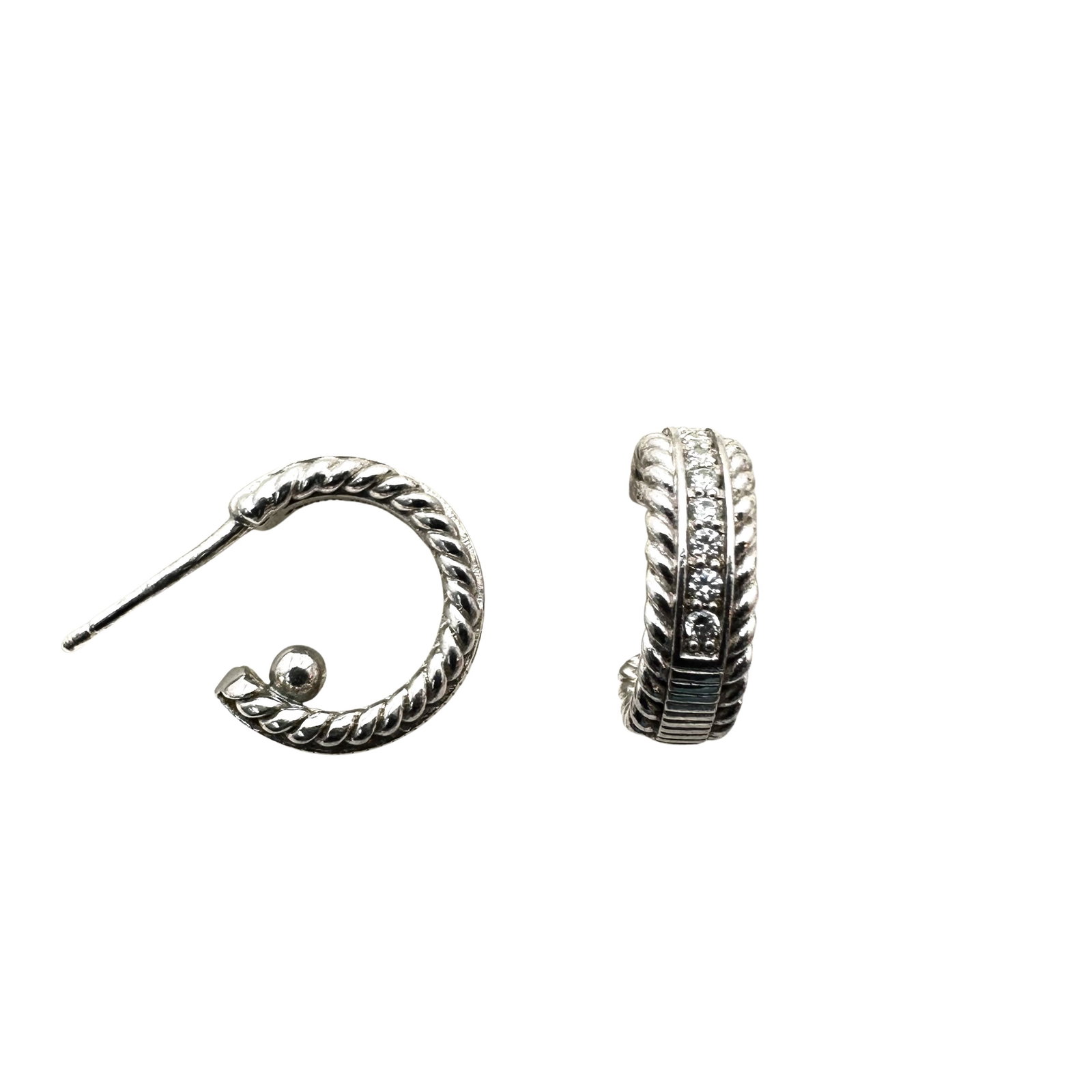 Judith Ripka 1/2 Inch Ribbed Hoop Pierced Earrings: Judith Ripka 1/2 Inch Ribbed Hoop Pierced Earrings