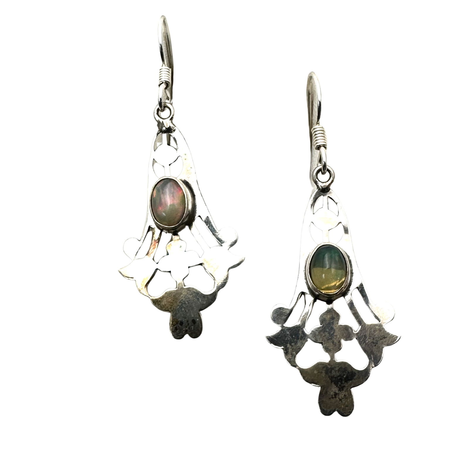 Opal Sterling Silver Chandelier Pierced Earrings: Opal Sterling Silver Chandelier Pierced Earrings