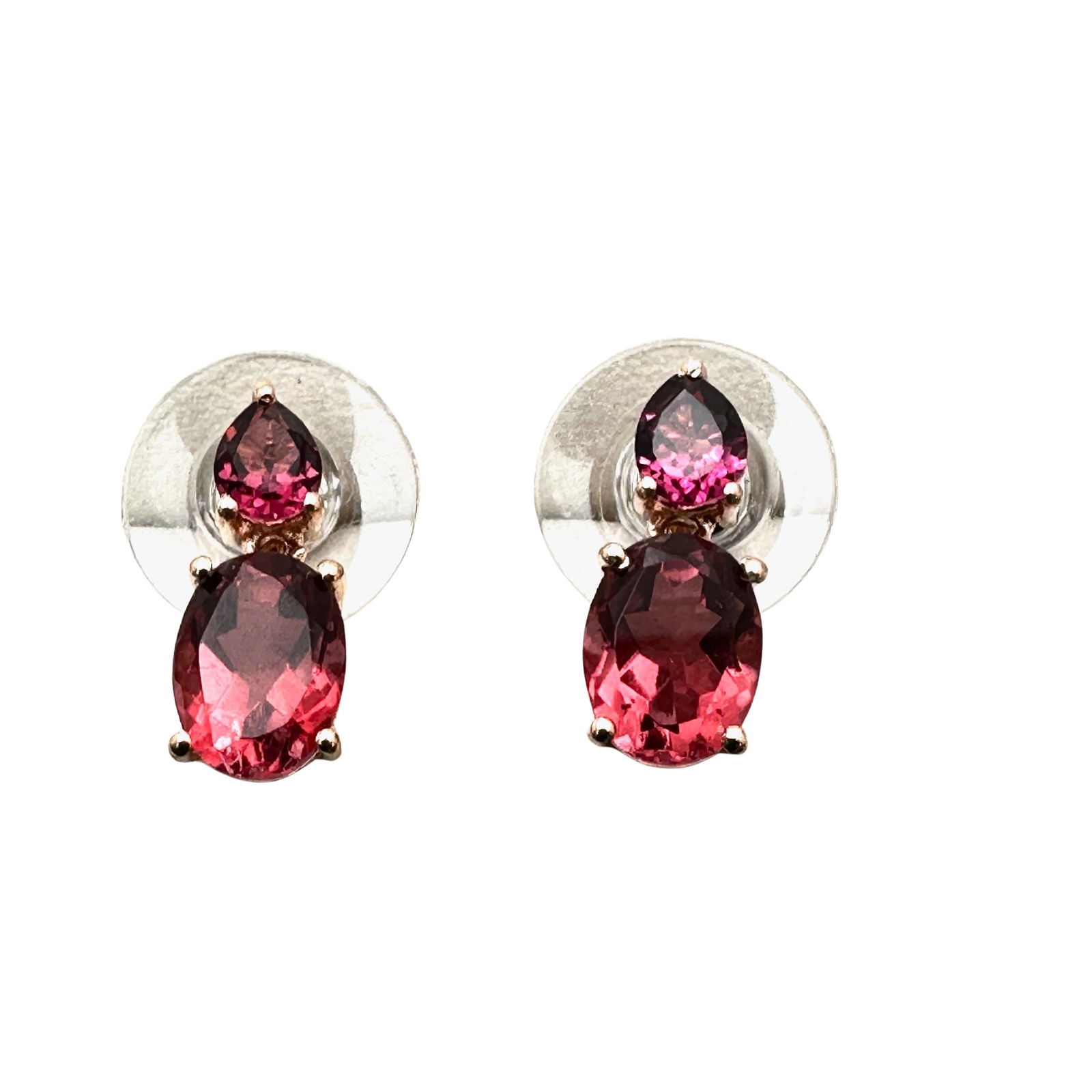 Rose Gold Over Sterling Silver Red Gemstone Pierced Earrings (1 of 2)