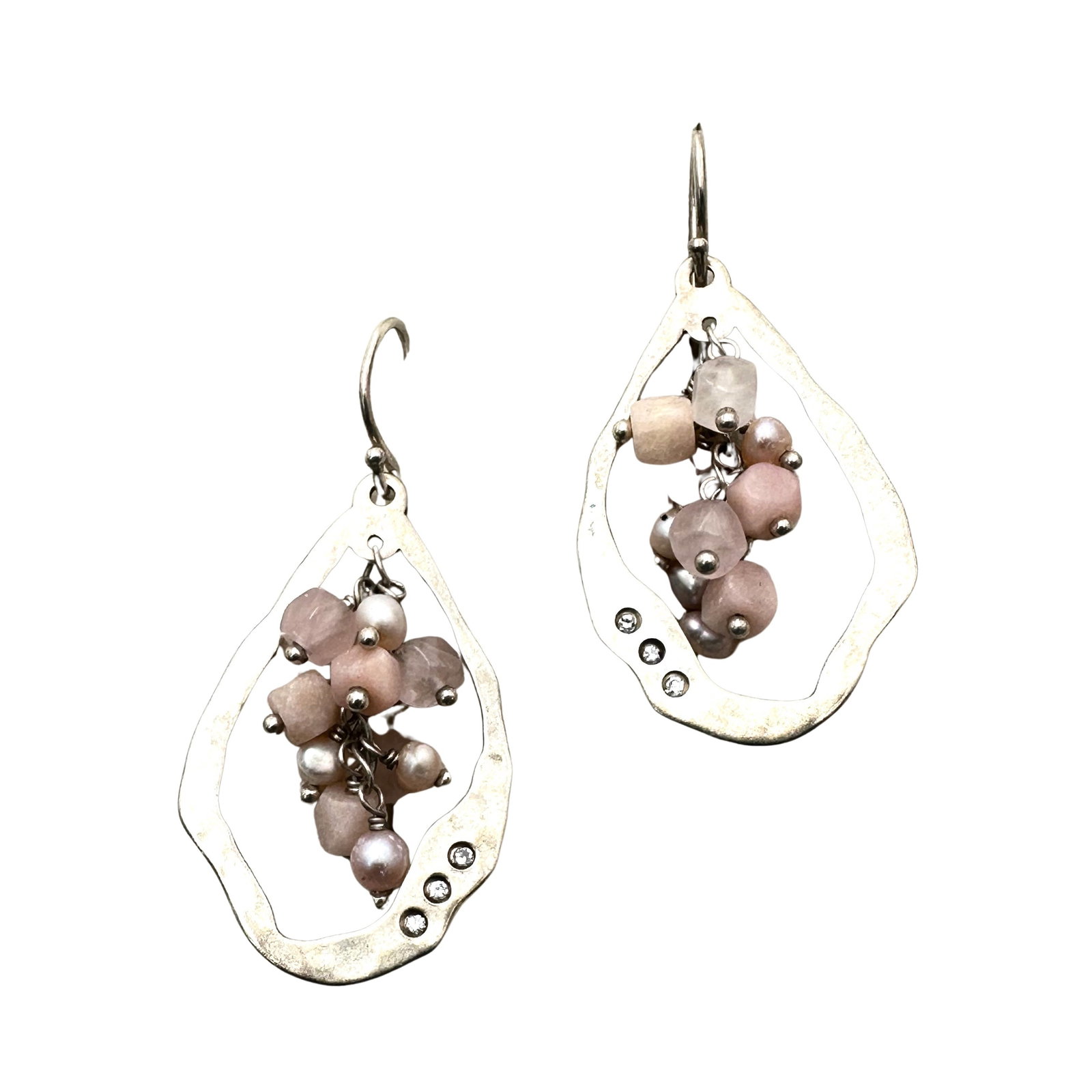 Silpada Pink Gemstone Pearl Crystal Silver Tone Chandelier Earrings Pierced: Silpada Pink Gemstone Pearl Crystal Silver Tone Chandelier Earrings Pierced