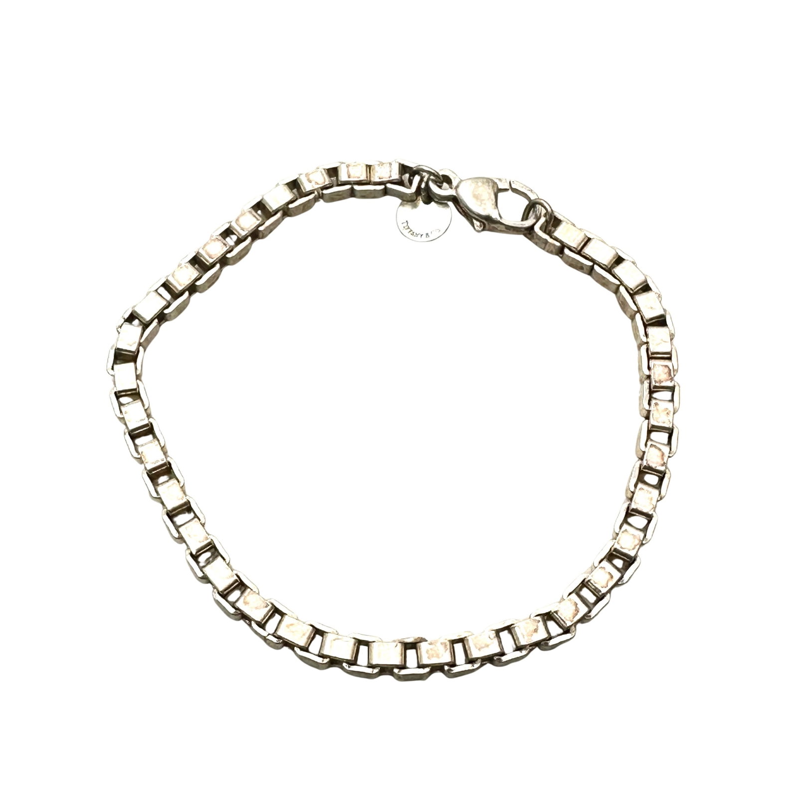 Sterling Silver Box Chain Bracelet Tiffany & Co 7 Inch 15 Grams: Sterling Silver Box Chain Bracelet Tiffany & Co 7 Inch 15 Grams