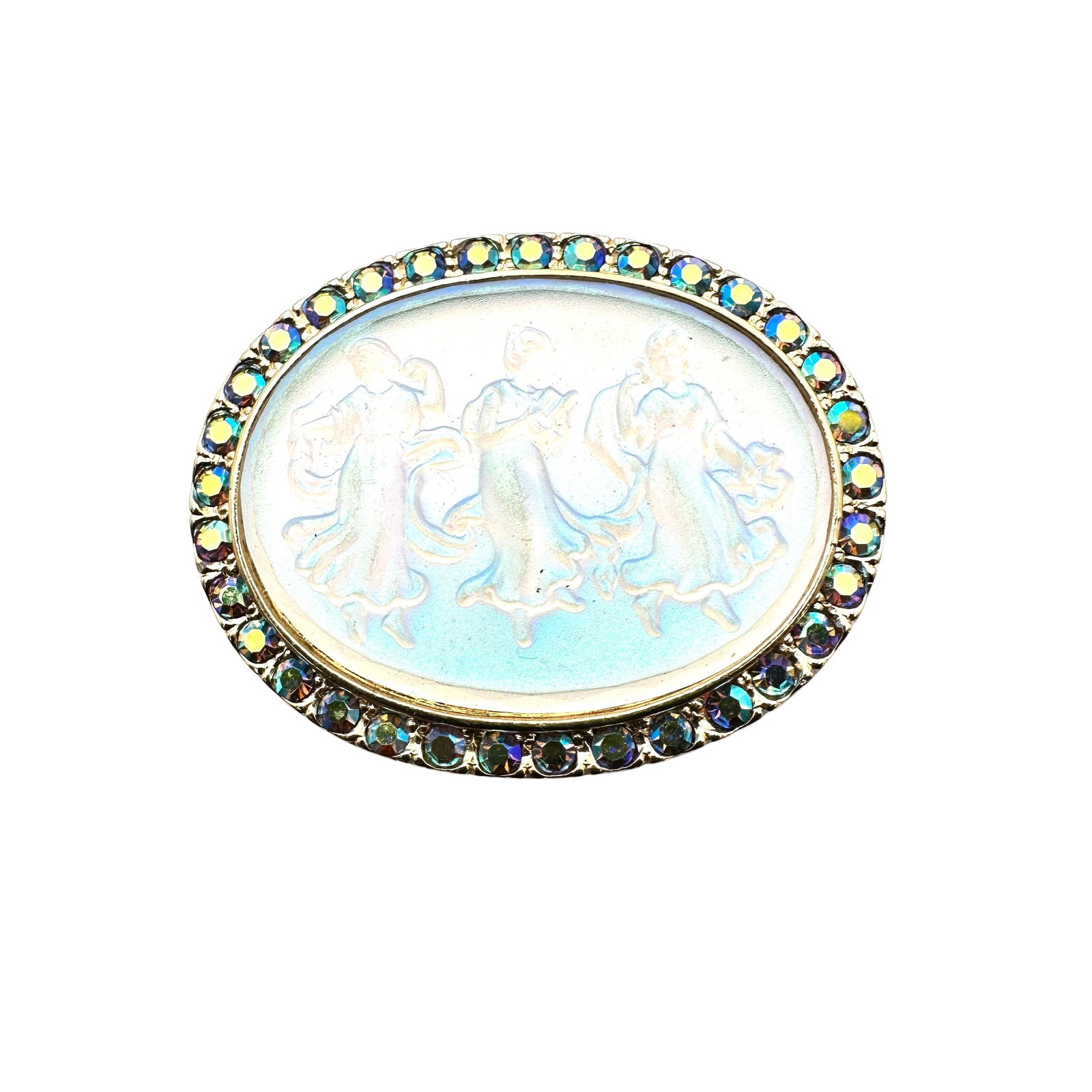 Vintage Kirks Folly gold Tone Rhinestone Opalescent Brooch Pin: Vintage Kirks Folly gold Tone Rhinestone Opalescent Brooch Pin